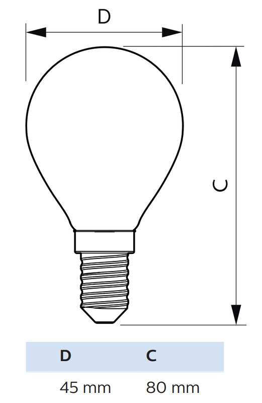 philips Led-klotlampa e14 827 485lm 40w=2.3w p45 ue