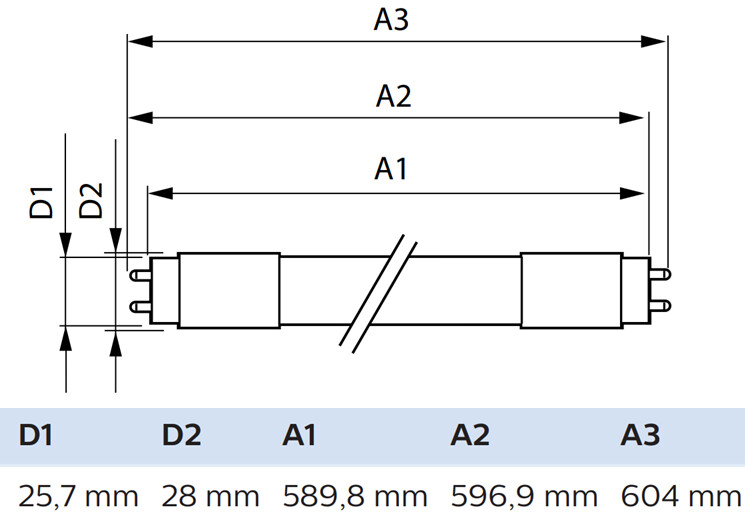 philips Led-lysrör t8 t8 600mm 840 1050lm 7w ia