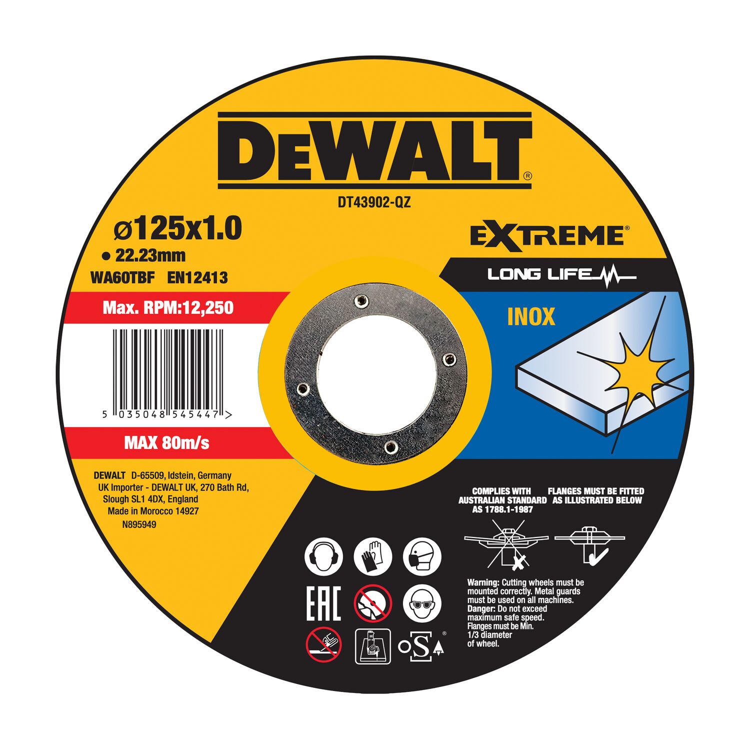 dewalt Kapskiva dewalt 125x1.0mm inox type 41