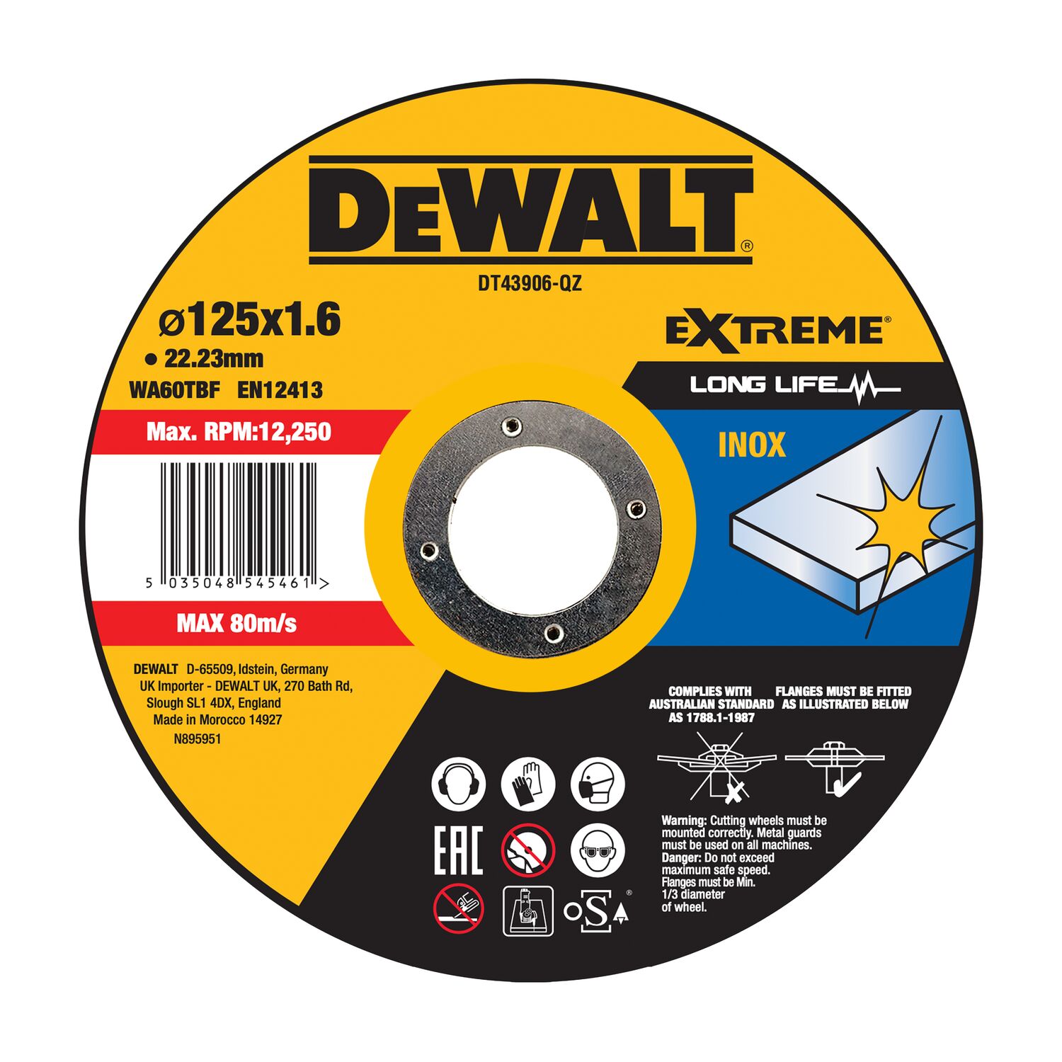 KATKAISULAIKKA DEWALT 125X1.6MM INOX TYPE 41