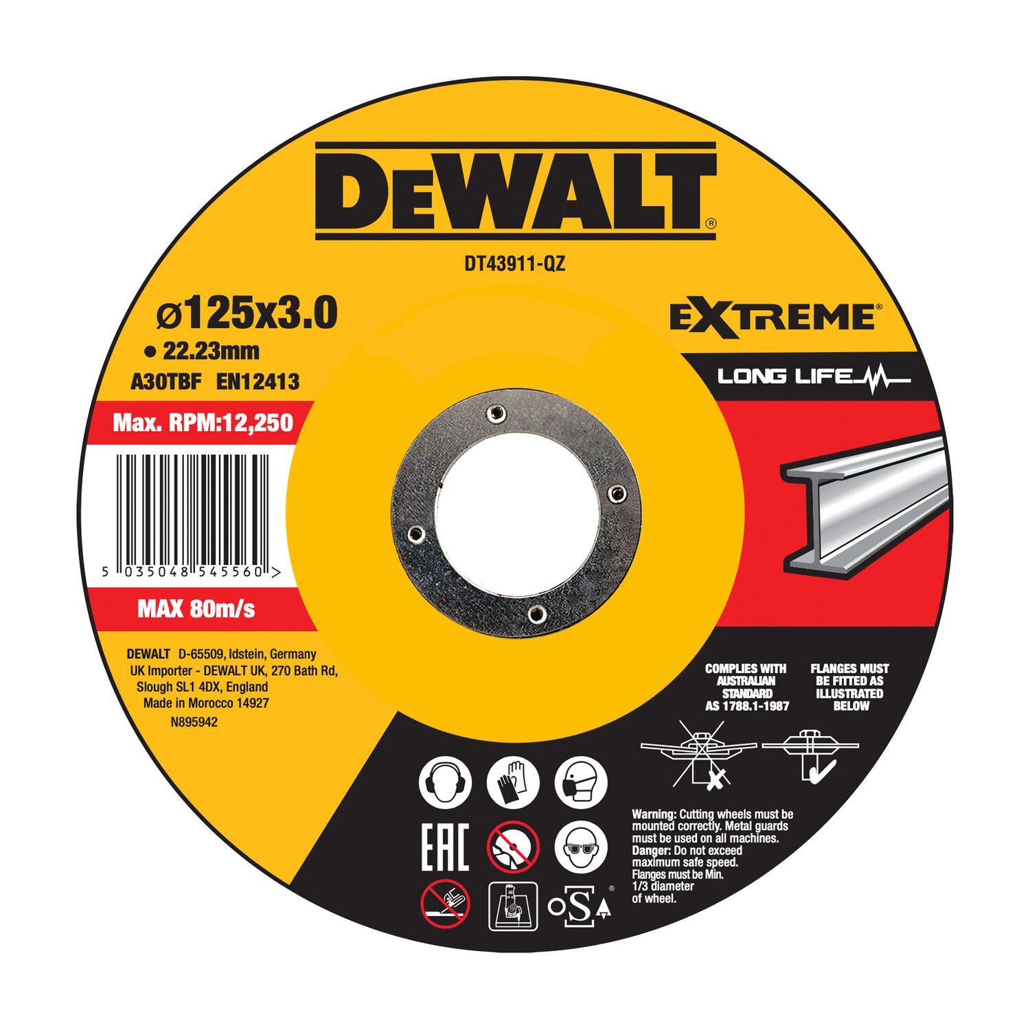 KATKAISULAIKKA DEWALT 125X3MM METAL TYPE 42