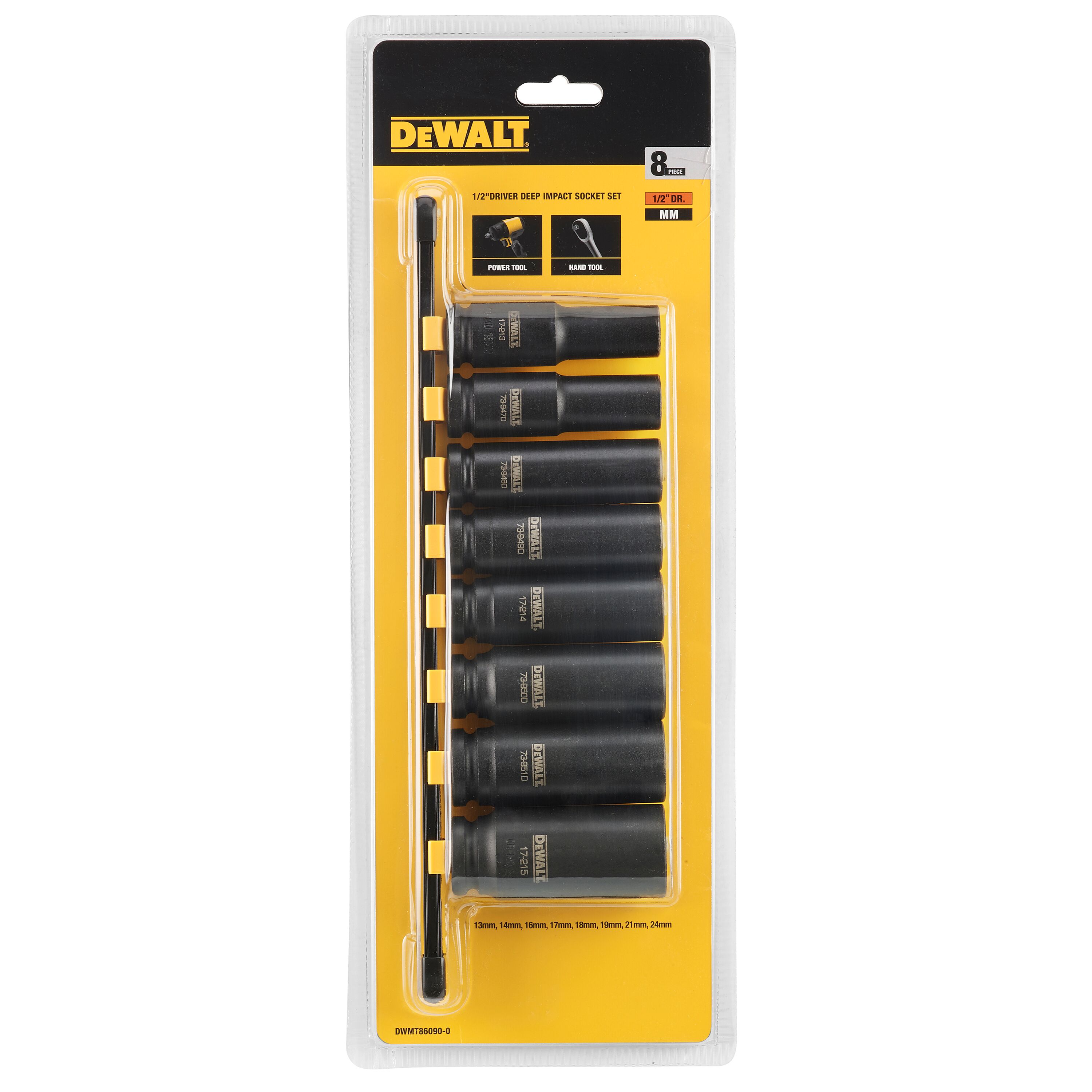 dewalt Impact socket set dewalt 1/2 17 18 19 20 21 22 24mm