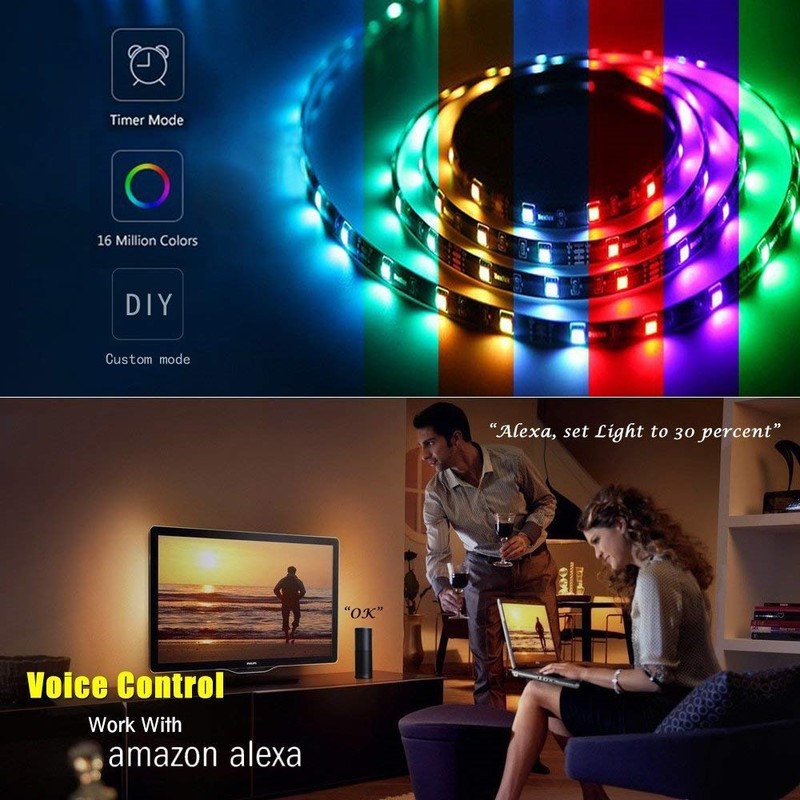 woox Led-ljusslinga wifi led strip 5m rgb+ww