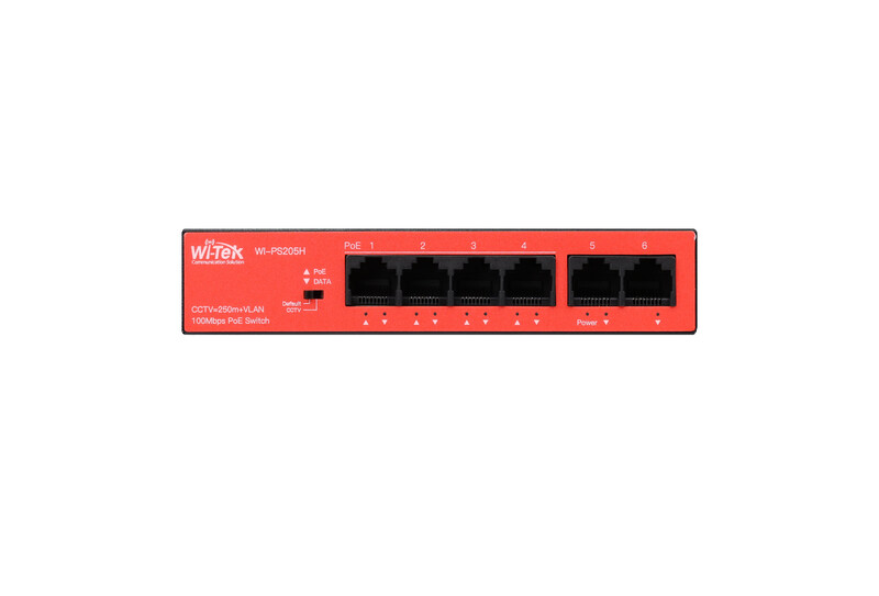 wi-tek Ethernet kytkin 4fe poe,250m +2fe 40w