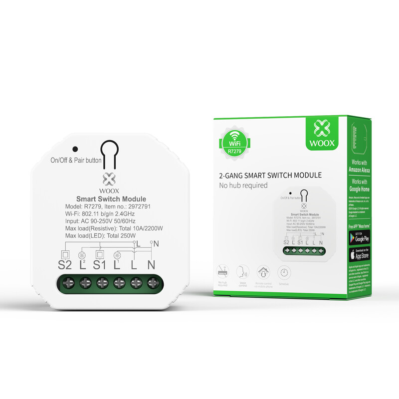 woox Vätkenivåvakt 2-gang smart switch 10a 2300w
