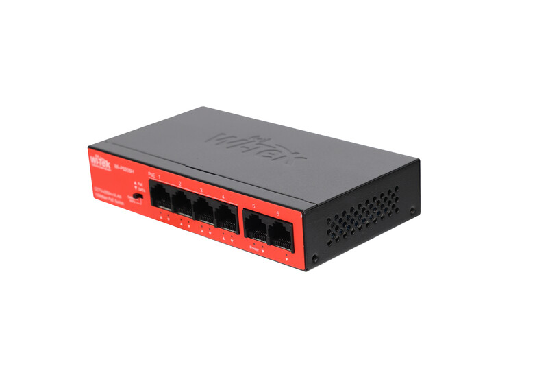 wi-tek Ethernet kytkin 4fe poe,250m +2fe 40w