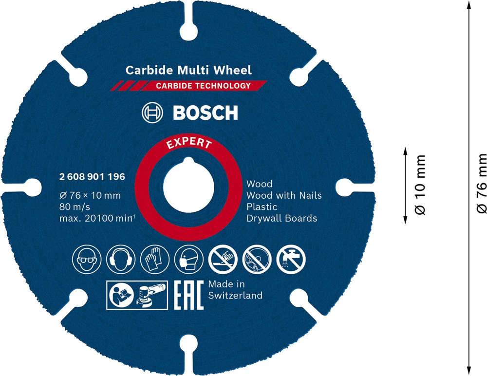 bosch Griezējdisks cietmetāla d=76x10x1mm gws 12v-76