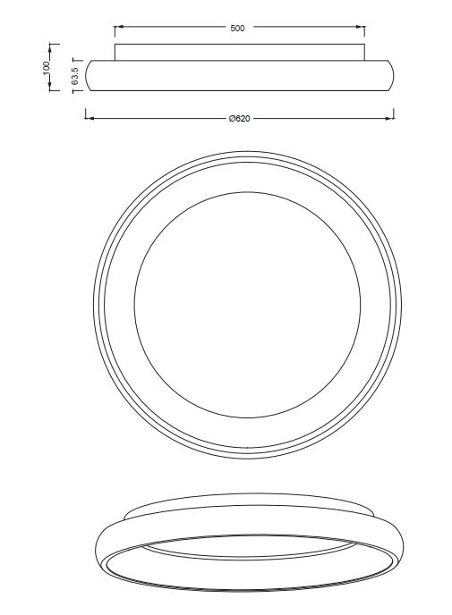 trio Plafond trio cardona 620 38w/3000lm sdimim 3cct wh