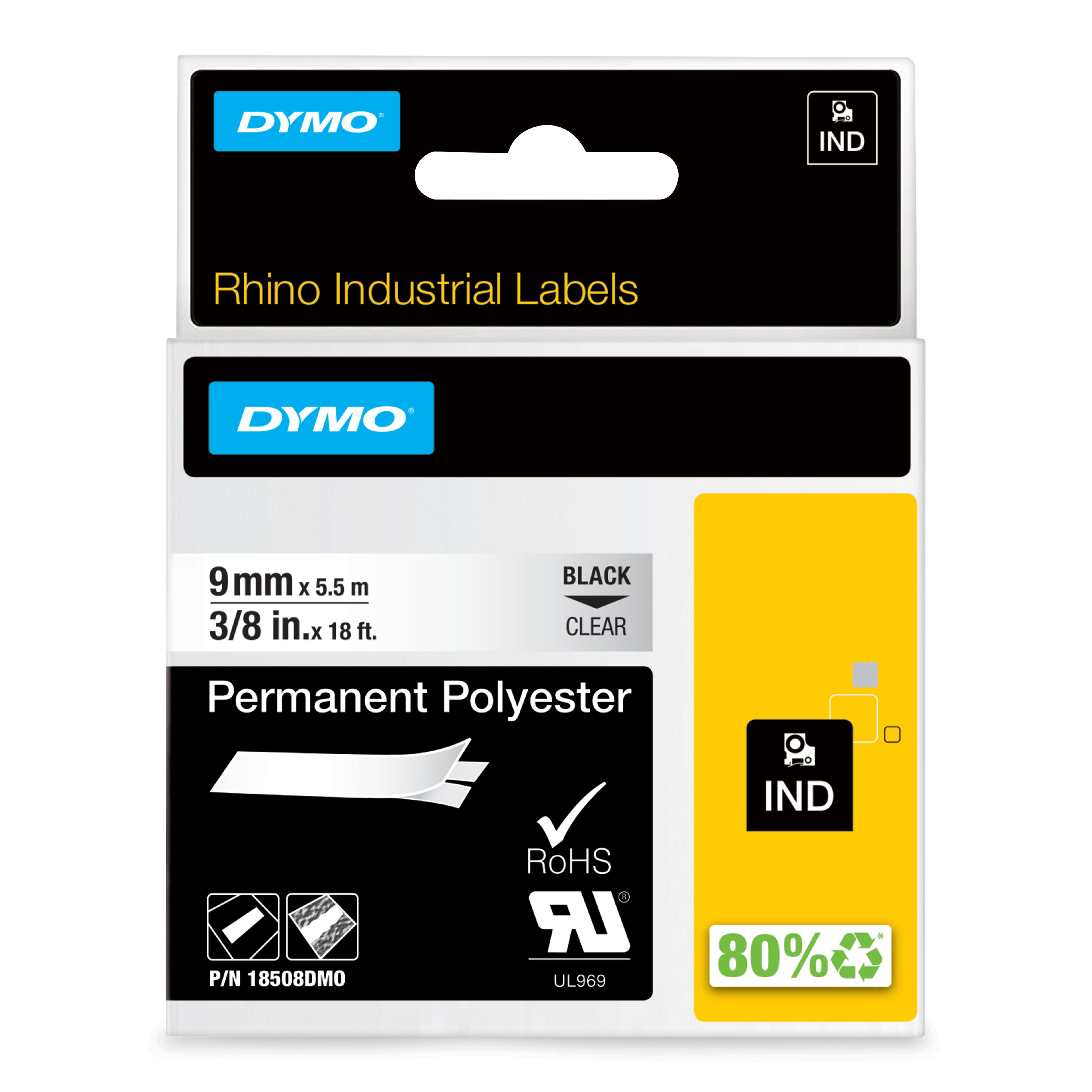 dymo Dymo rhino poly 9mm sv/klar rh 9mm klar fast poly