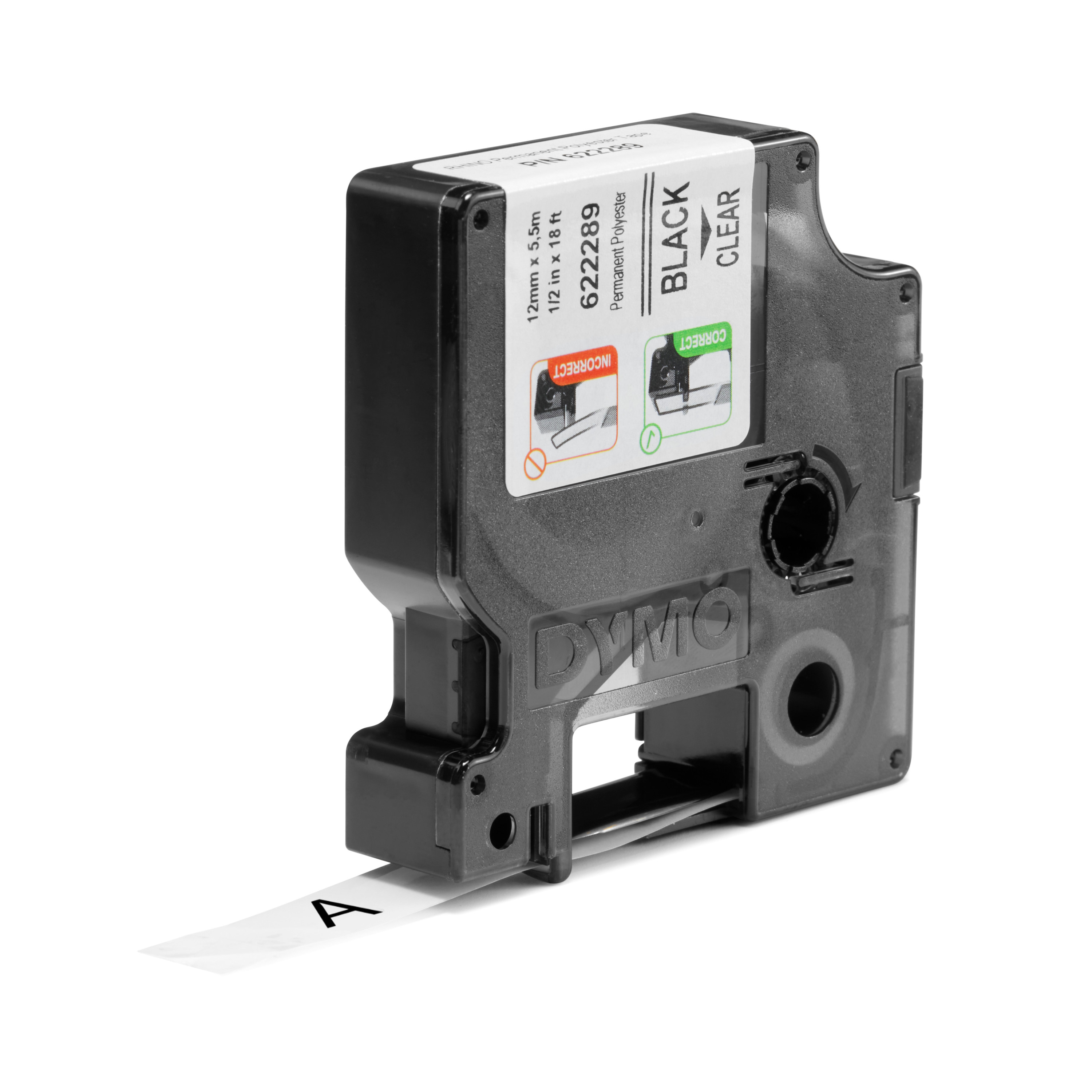DYMO Rhino Poly 12mm Sv/Klar RH 12mm klar fast poly