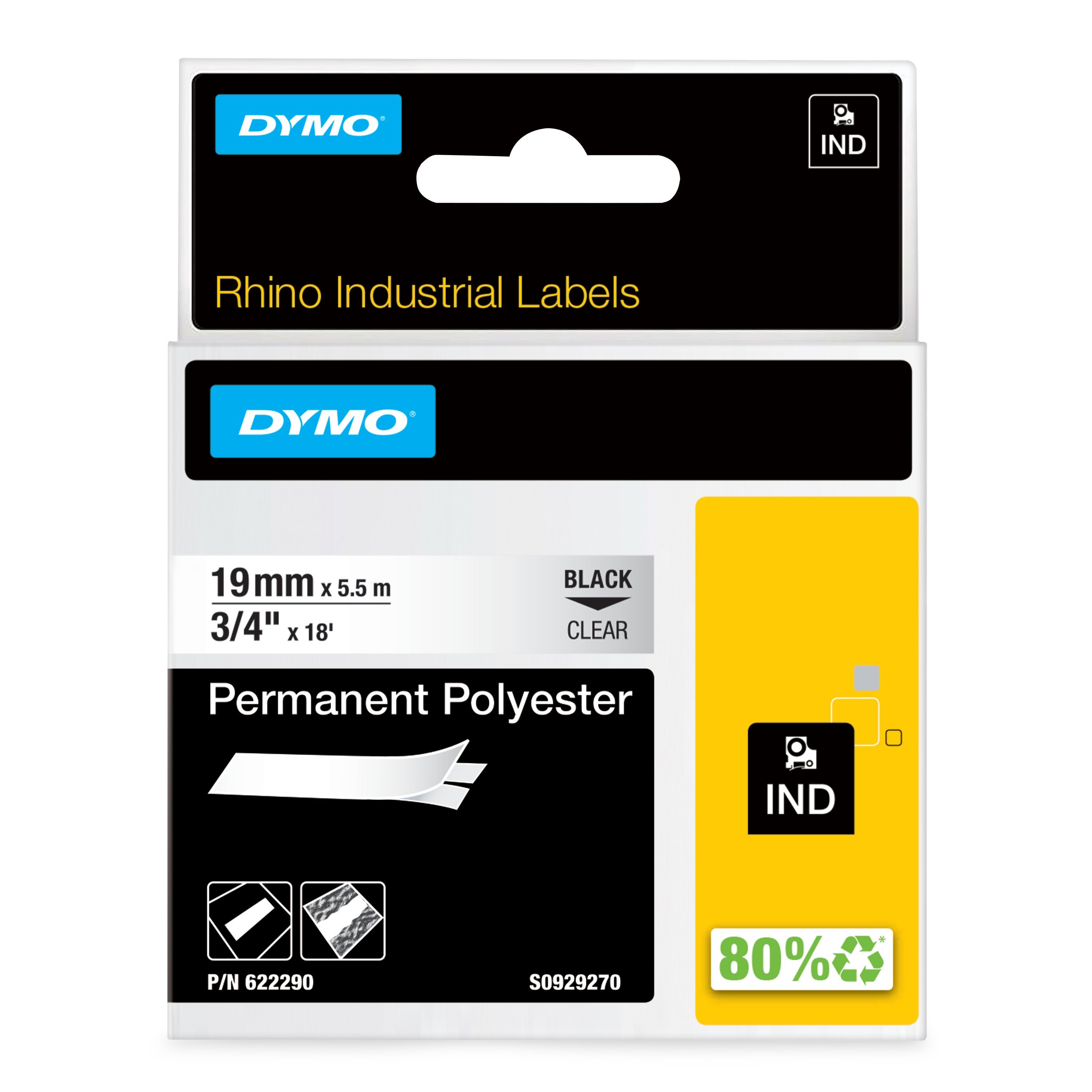 dymo Dymo rhino poly 19mm sv/klar rh 19mm klar fast poly