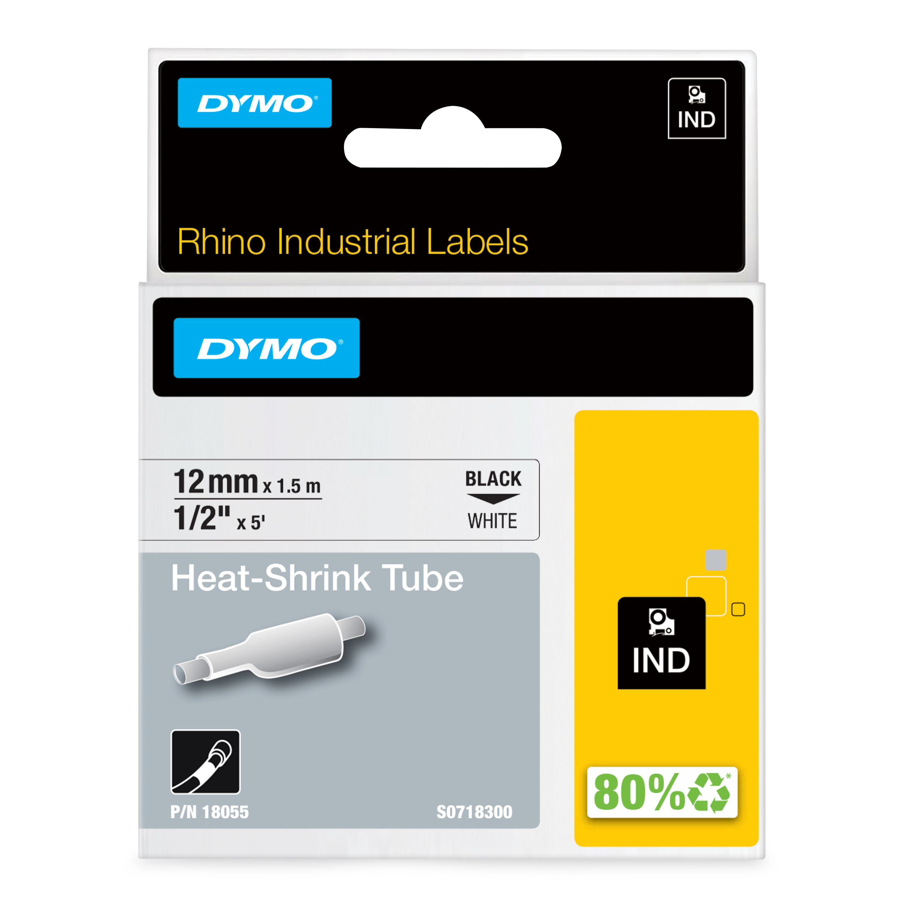 dymo Dymo rhino krympslang 12mm vit rh 12mm vit hst