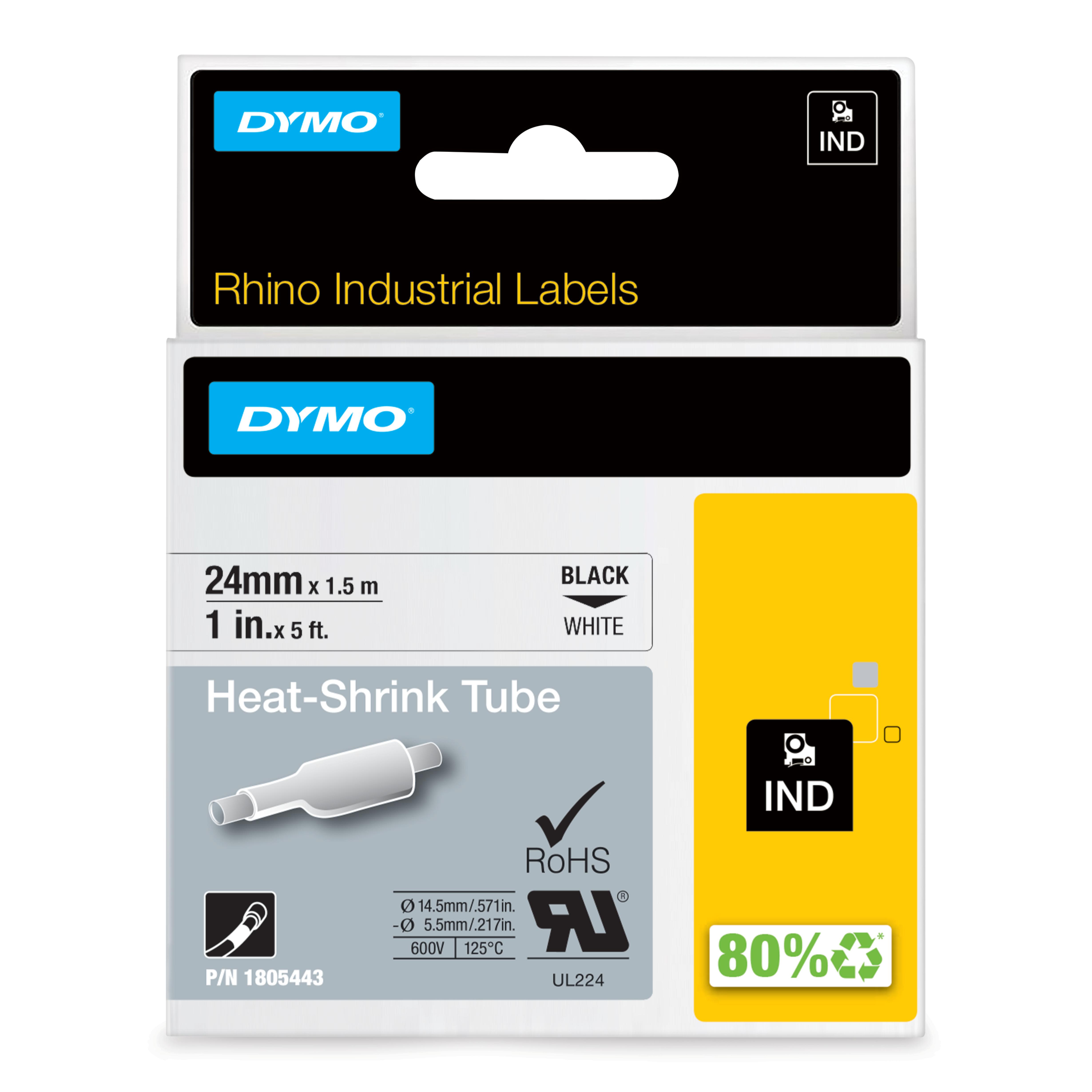 dymo Dymo rhino krympslang 24mm vit rh 24mm vit hst