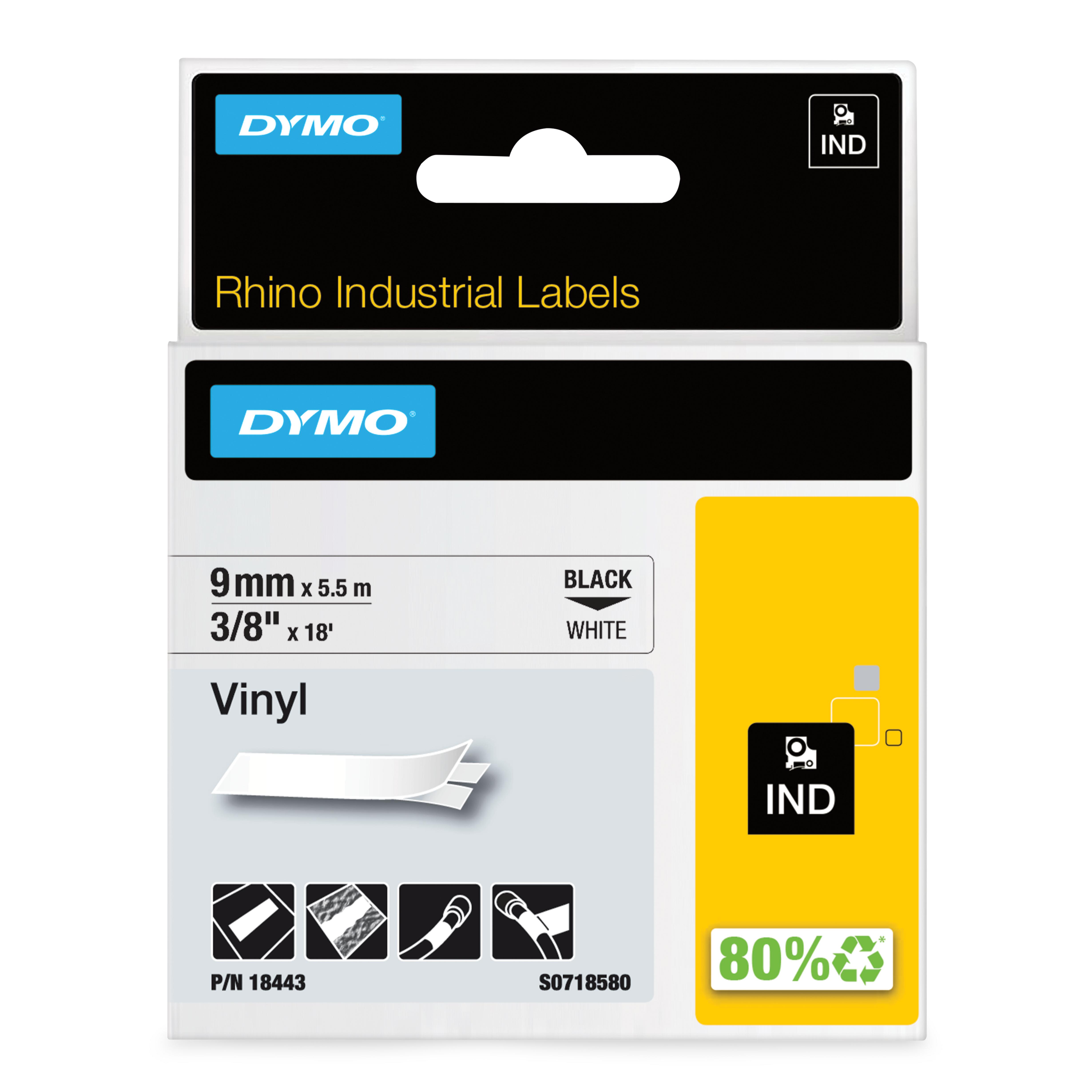 dymo Dymo rhino teippi rh 9mm must/valk vinyyyli