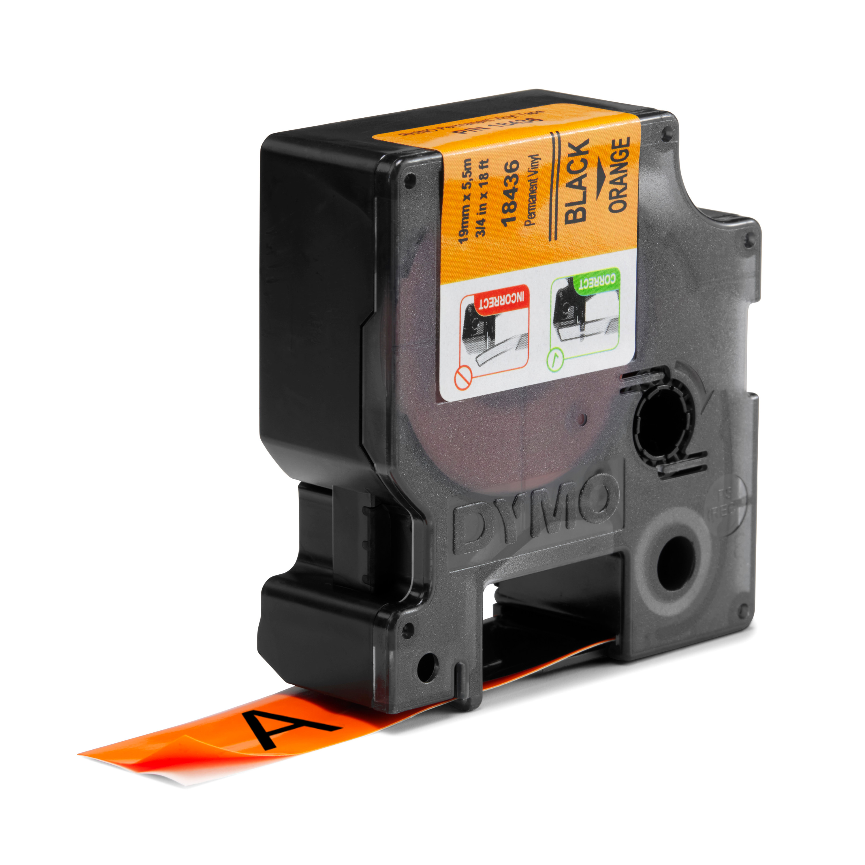 DYMO Rhino Vinyl 19mm Bk/Or RHINO 3/4 ORANGE VINYL- 19MM