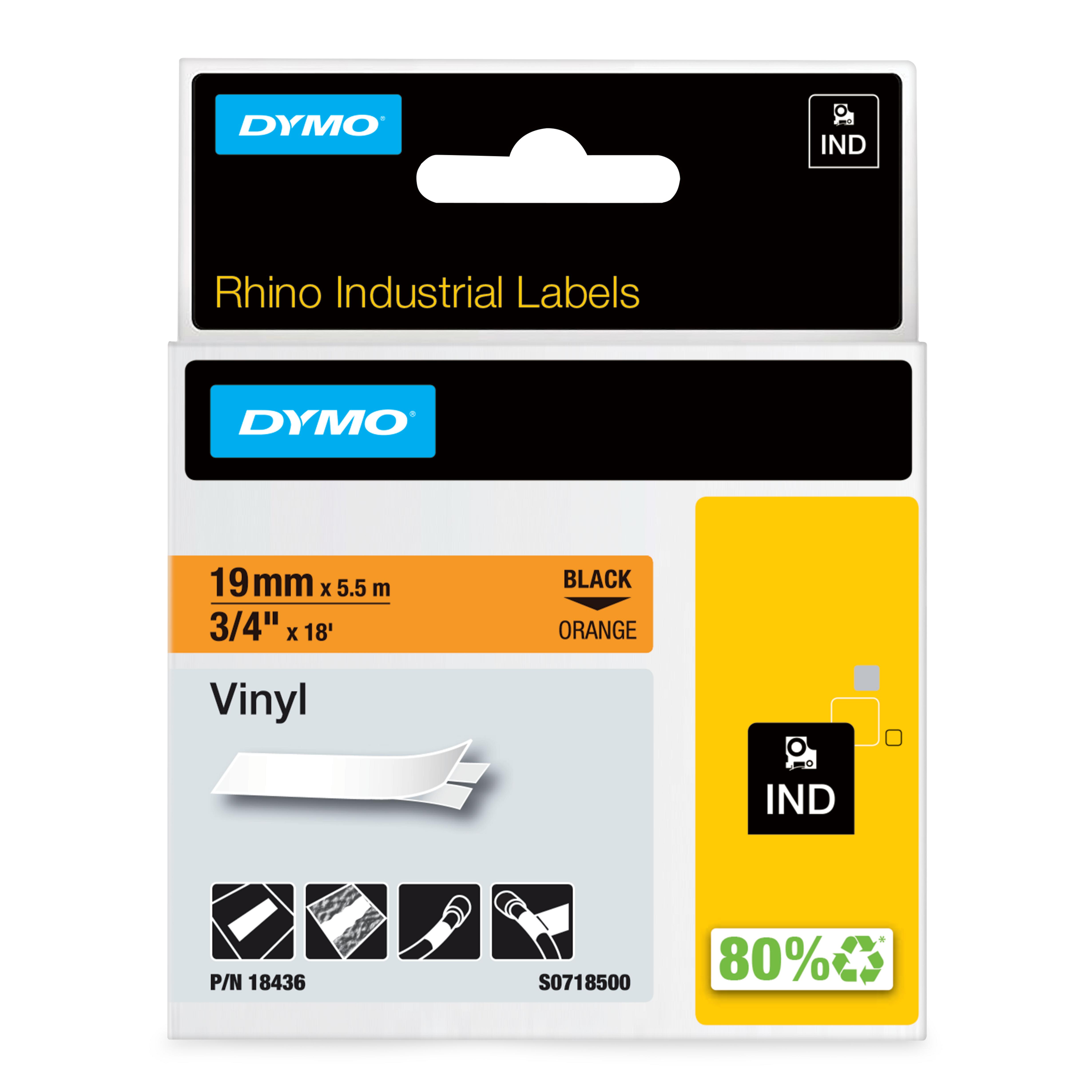 dymo Dymo rhino teippi rh 19mm mu/orans vinyyli