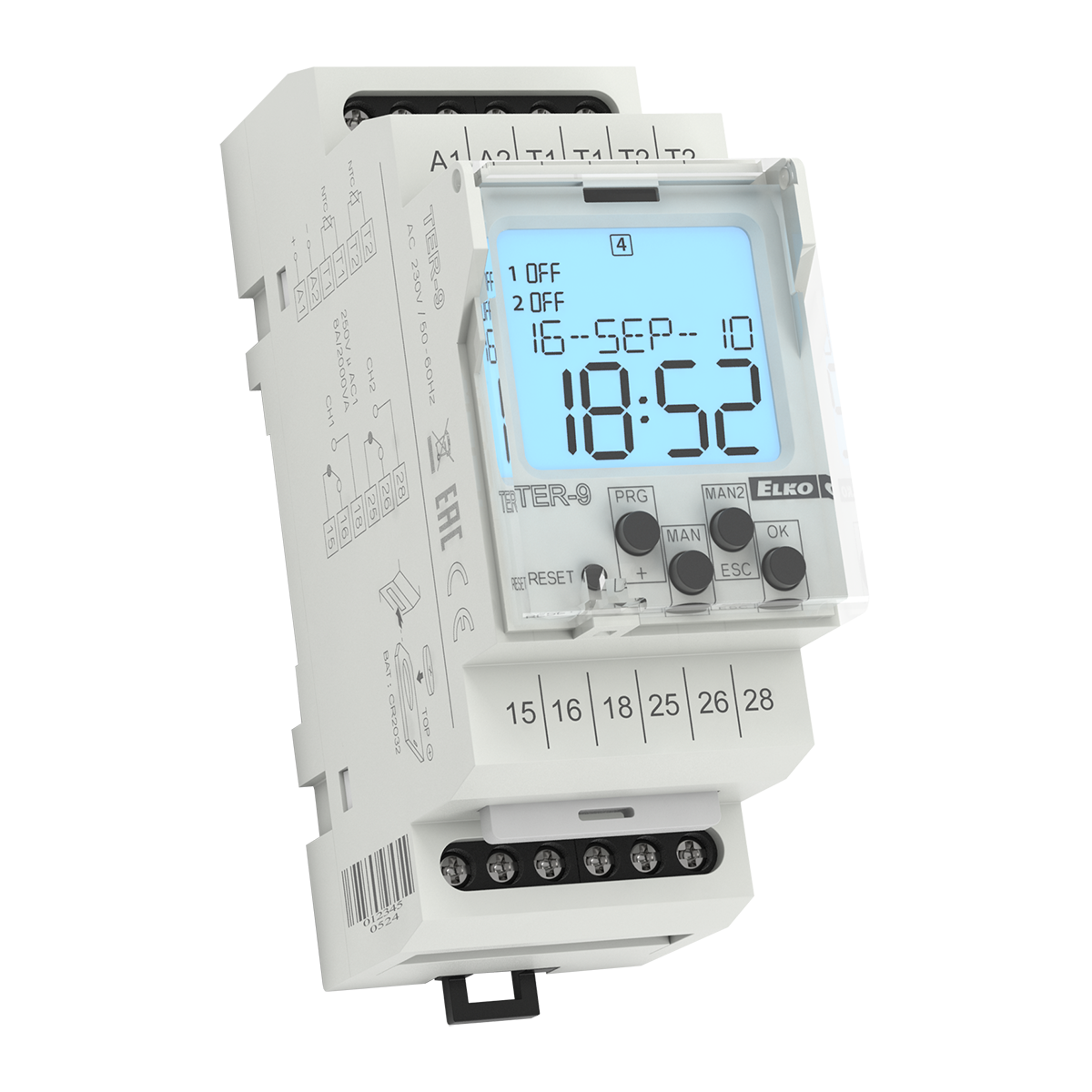elko ep Thermostat w. time clock 2co 8a -40/+110 2xntc 24vuc