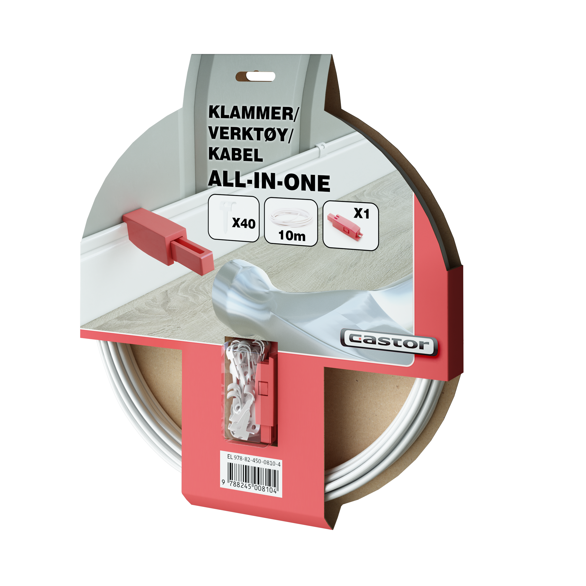 Klammer verktøy kabel 2,5mm2  hvit 1pk