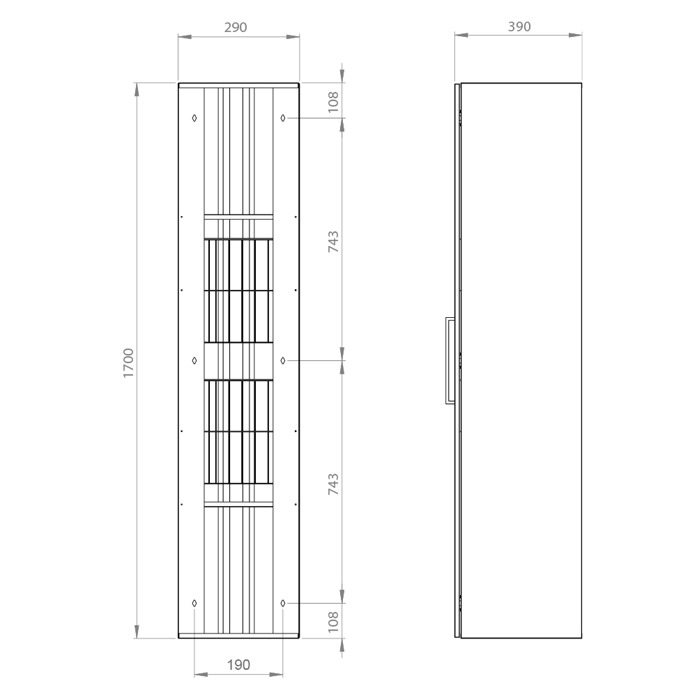 polaria Laundry cabinet solo 300 x 1700 x 400