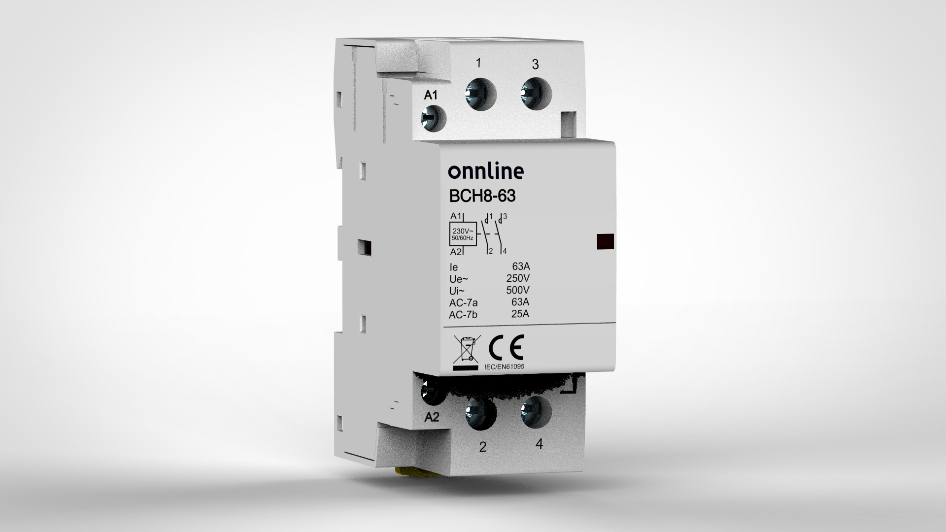 Onnline Modulærkontakt 63A 2P-2NO 230V NCH8