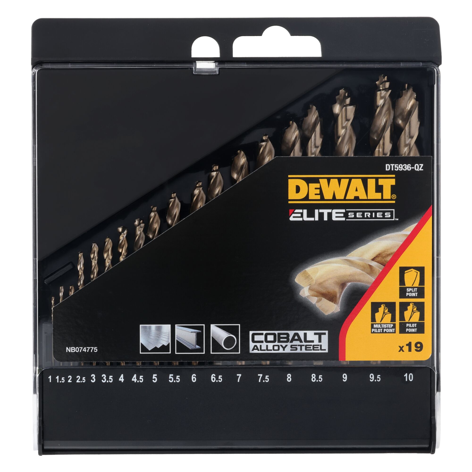 METALLIPORANTERÄSARJA DEWALT ELITE HSS E COBALT 19-OS