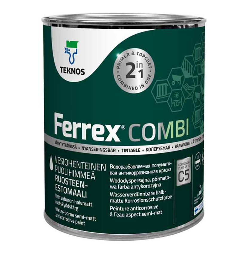 KORROSIOONITÕRJEVÄRV FERREX COMBI 0,9l KOLLANE RAL 1018