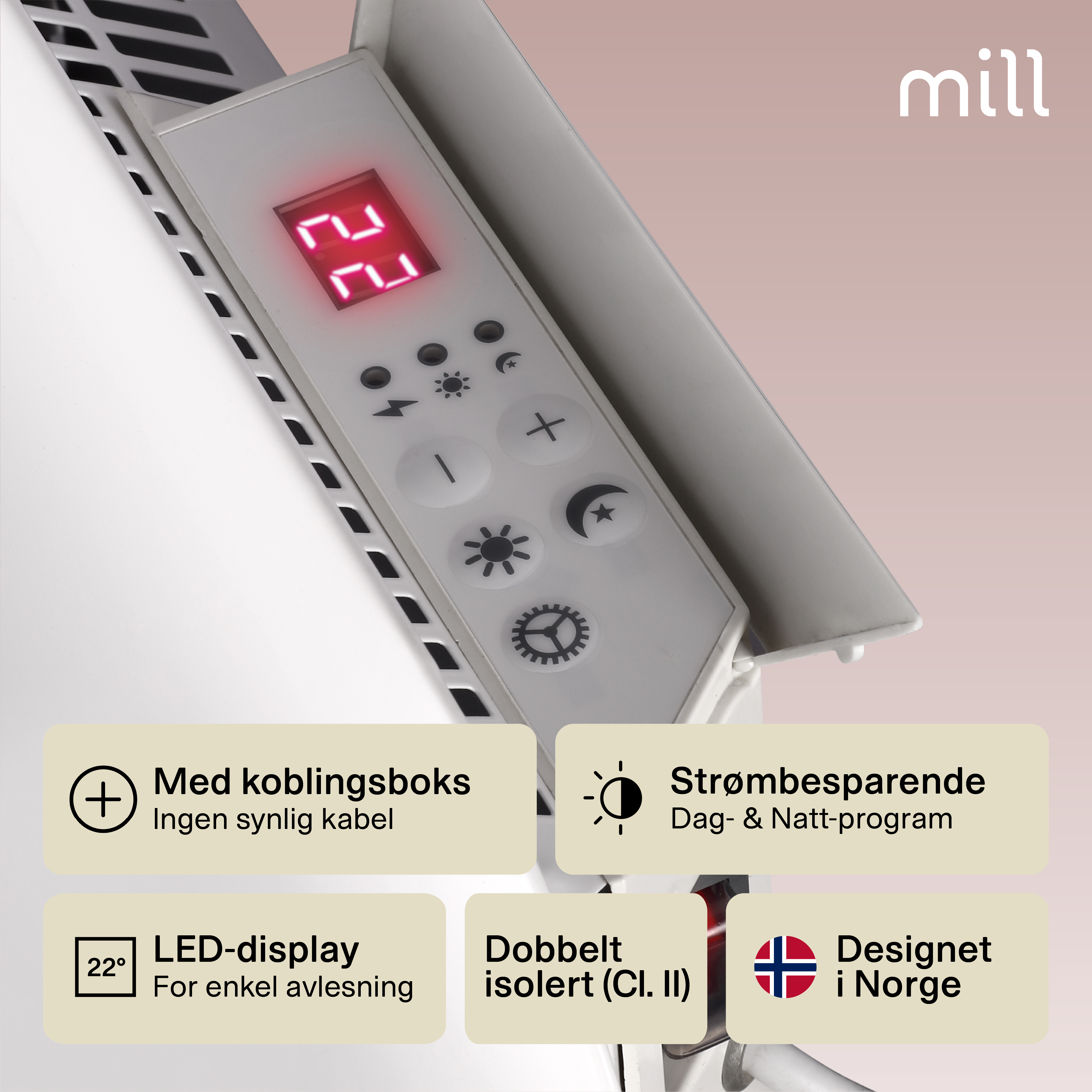 mill Mill invisible pro panelovn 700w