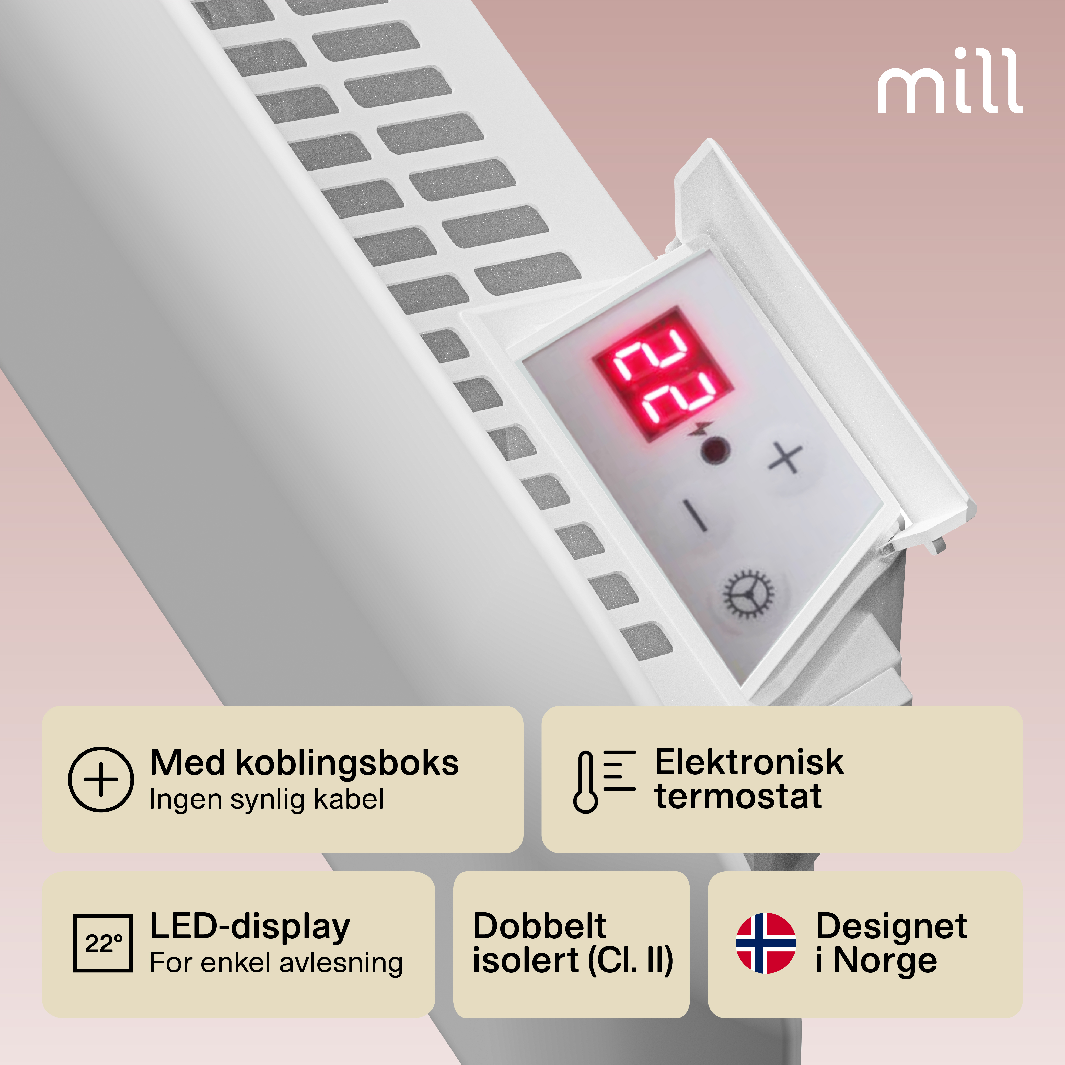 mill Mill invisible pro panelovn 250w
