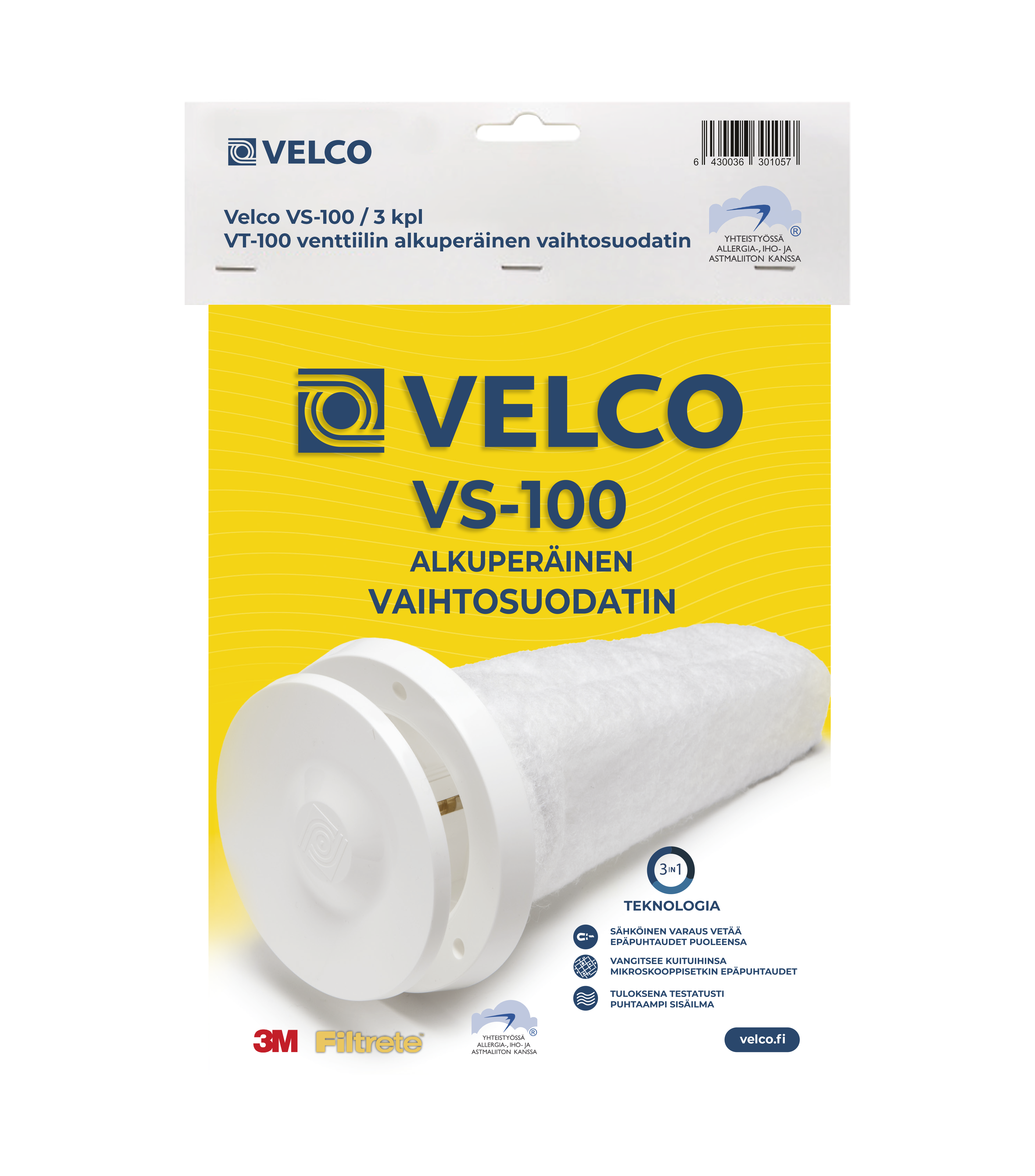 velco Vaihtosuodatin velco vs-100,vsr-100,vlr-100 3kpl