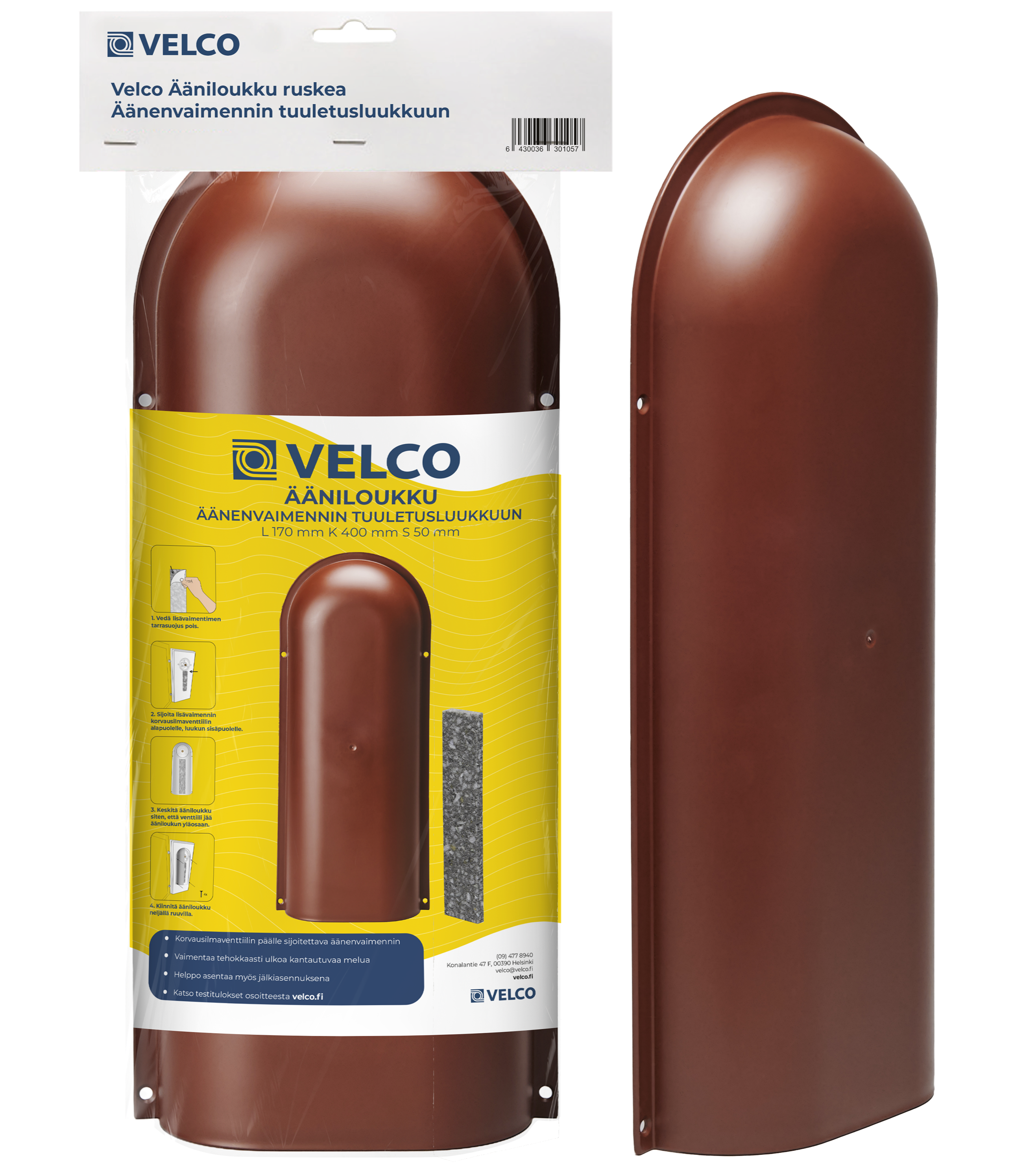 velco Ääniloukku velco tuuletusluukkuun ruskea
