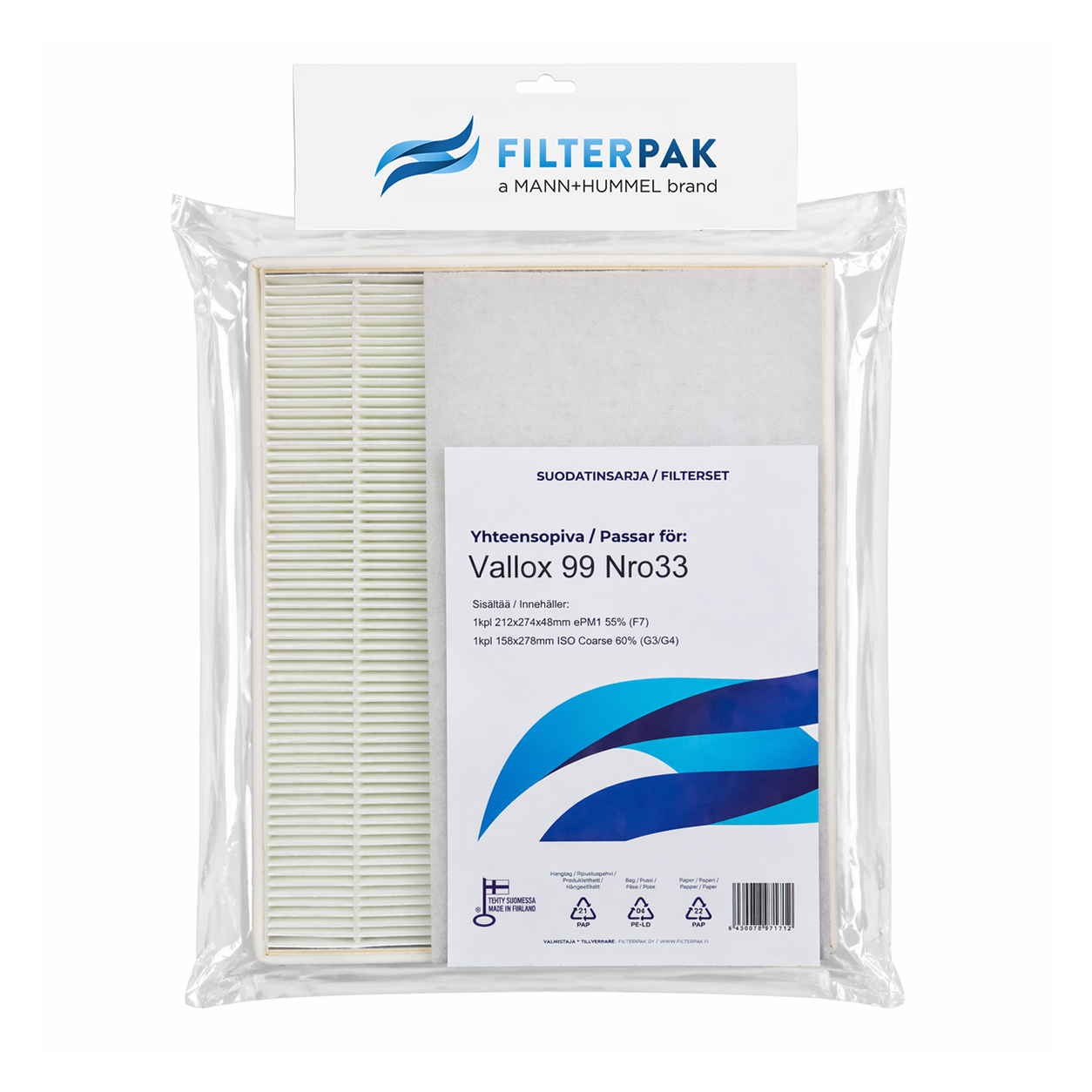 SUODATINPAKKAUS FILTERPAK VALLOX 99
