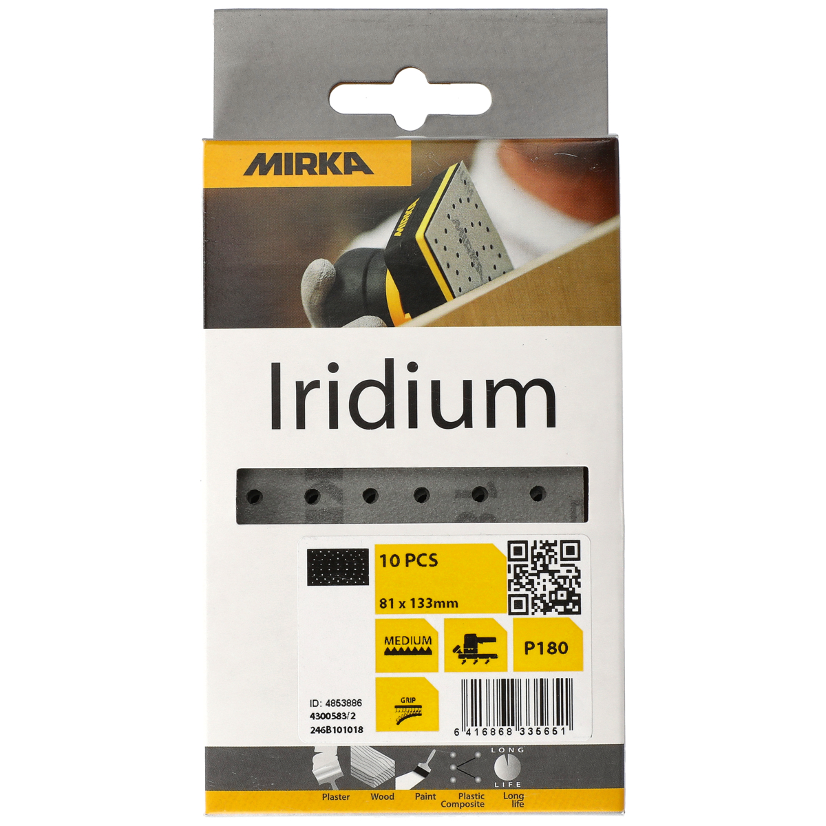 mirka Sanding sheet mirka iridium 81x133mm grip 54h 180 10pcs