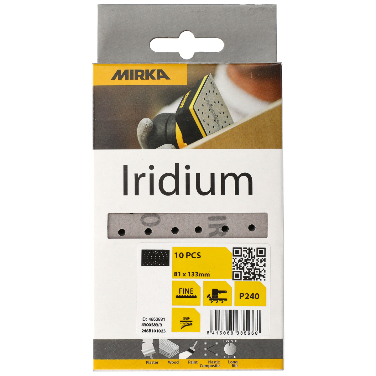 mirka Sanding sheet mirka iridium 81x133mm grip 54h 240 10pcs