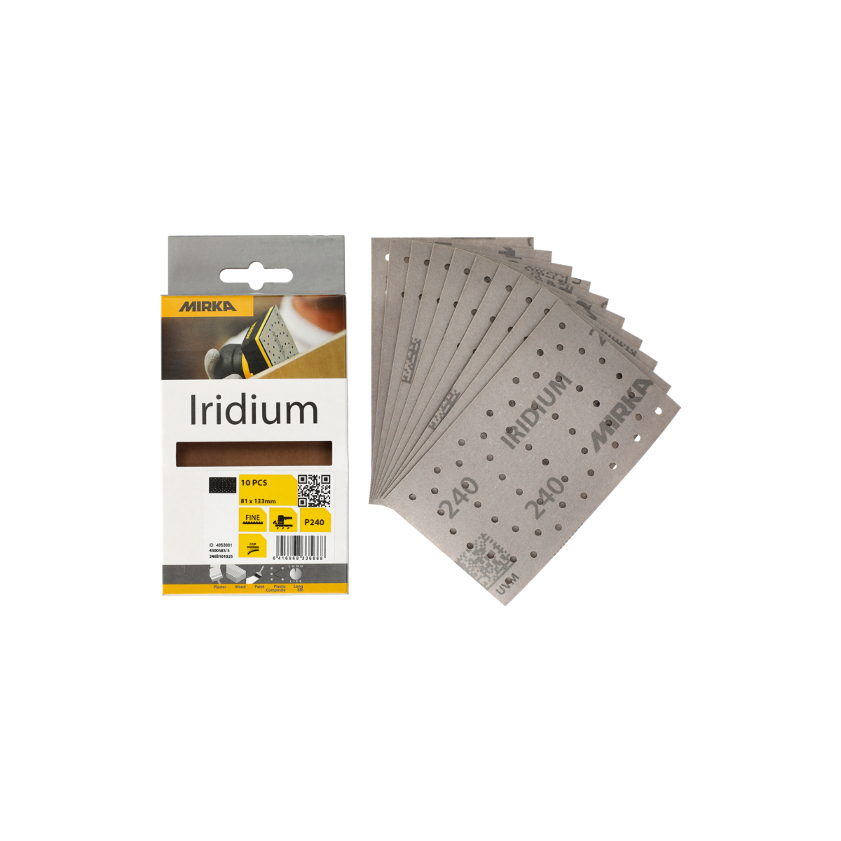 mirka Sanding sheet mirka iridium 81x133mm grip 54h 240 10pcs