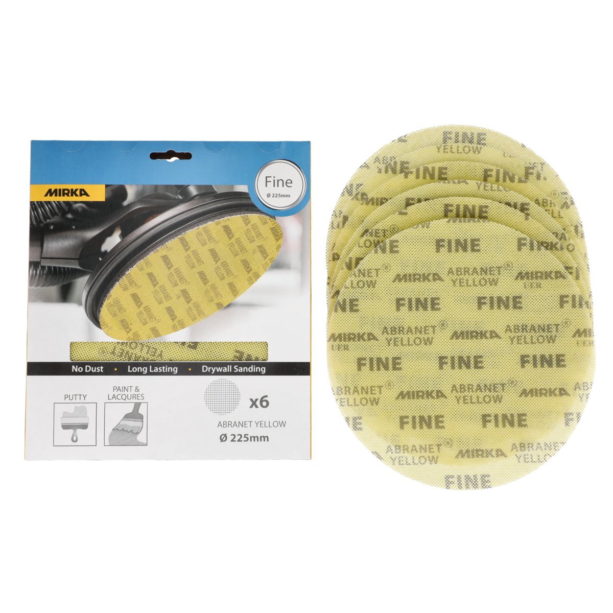 mirka Hiomaverkko mirkaabranetyellow 225mm fine 6kpl
