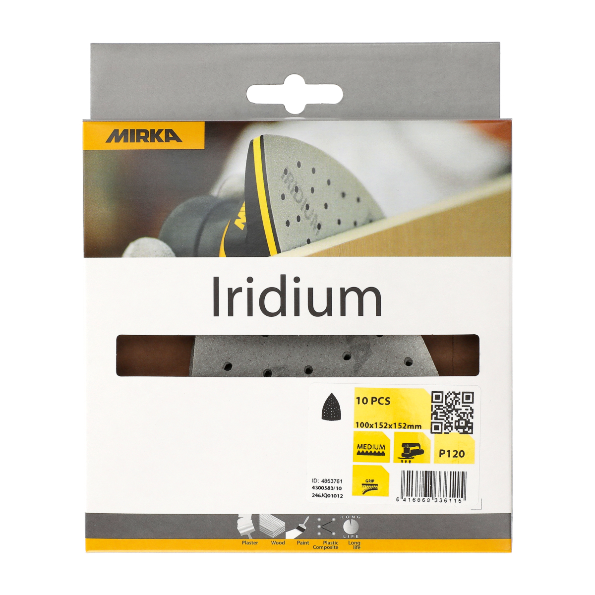 mirka Sanding triangle mirka iridium 100x152x152mm 36h grip 120 10p