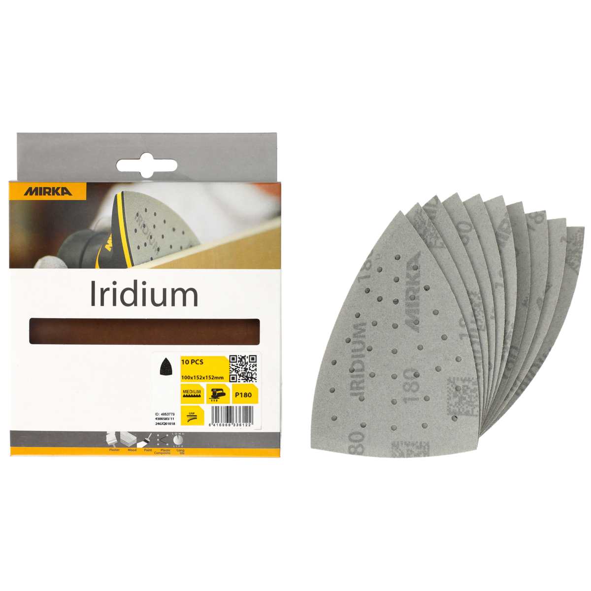 mirka Sanding triangle mirka iridium 100x152x152mm 36h grip 80 10pc