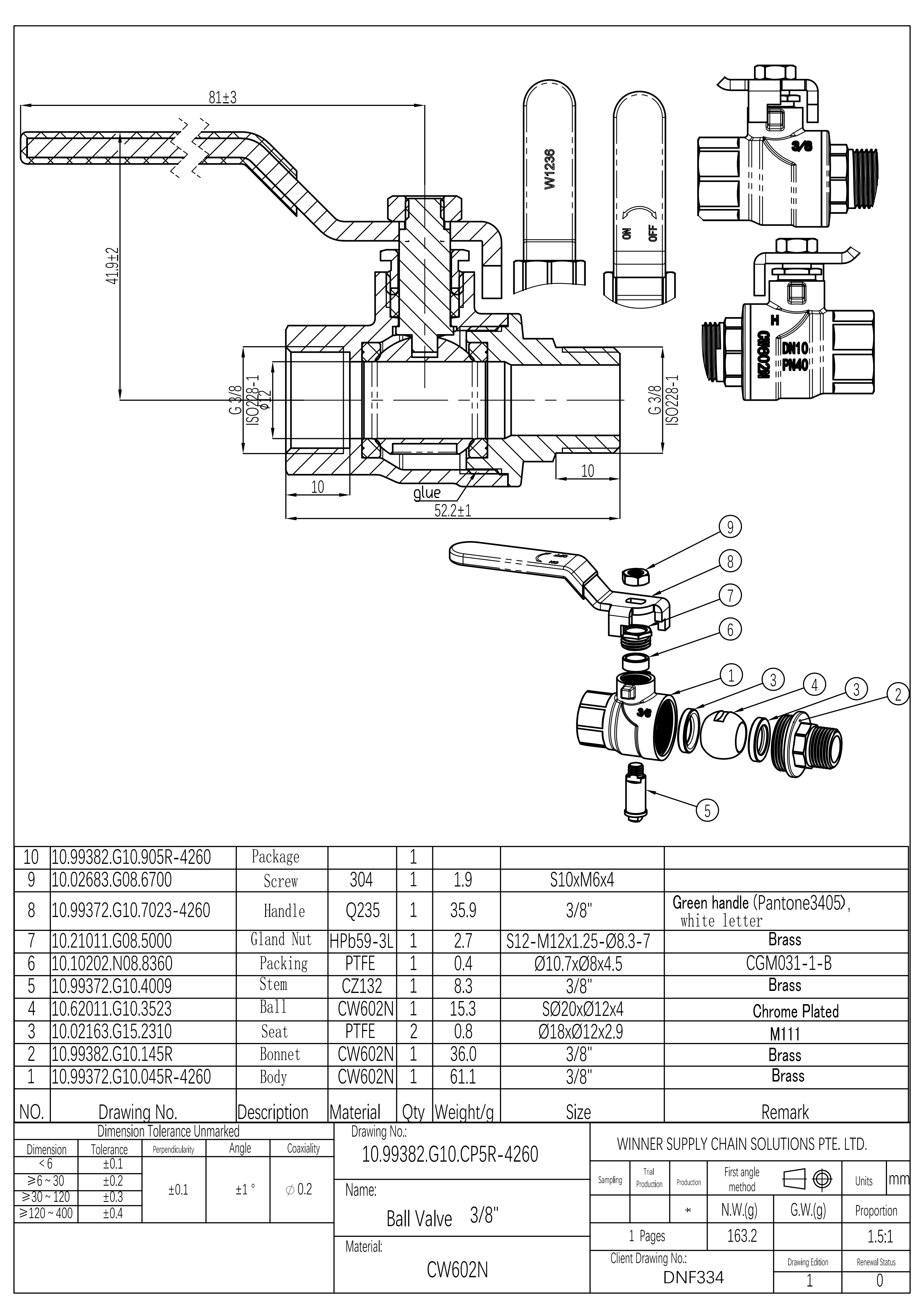 undefined Kuulkraan erimessing 3/8" s/v pn40