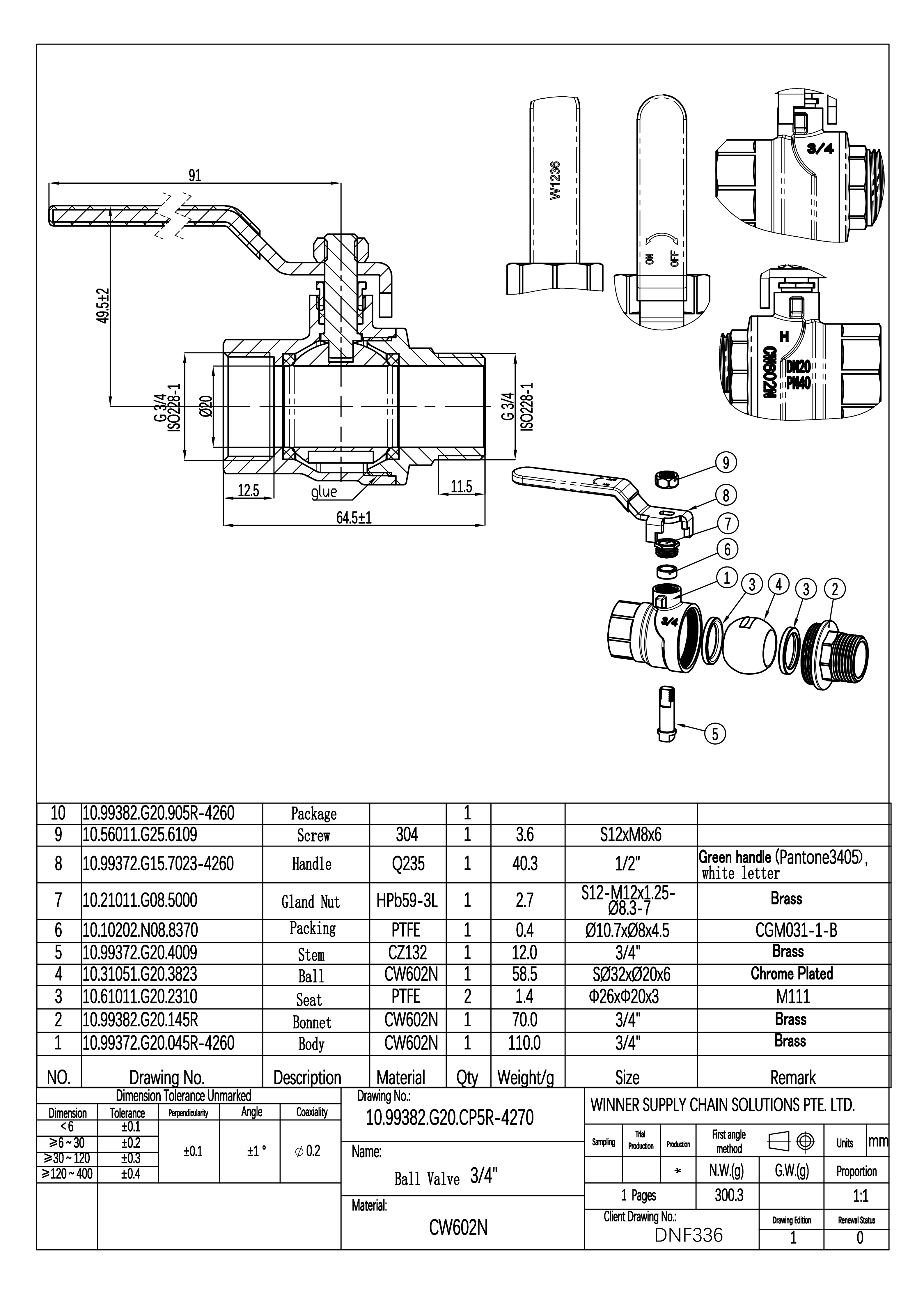 undefined Kuulkraan erimessing 3/4" s/v pn40