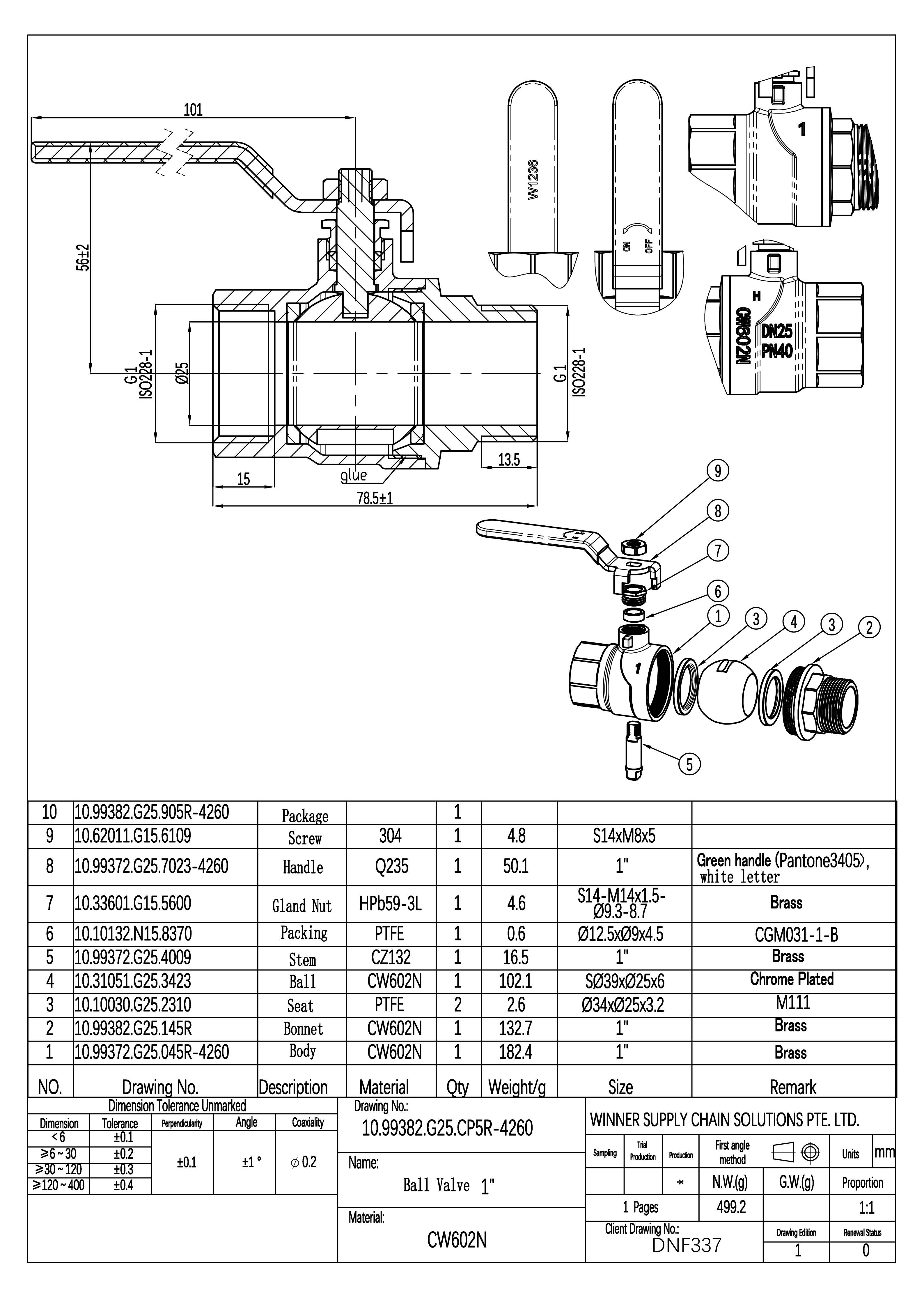 undefined Kuulkraan erimessing 1" s/v pn40