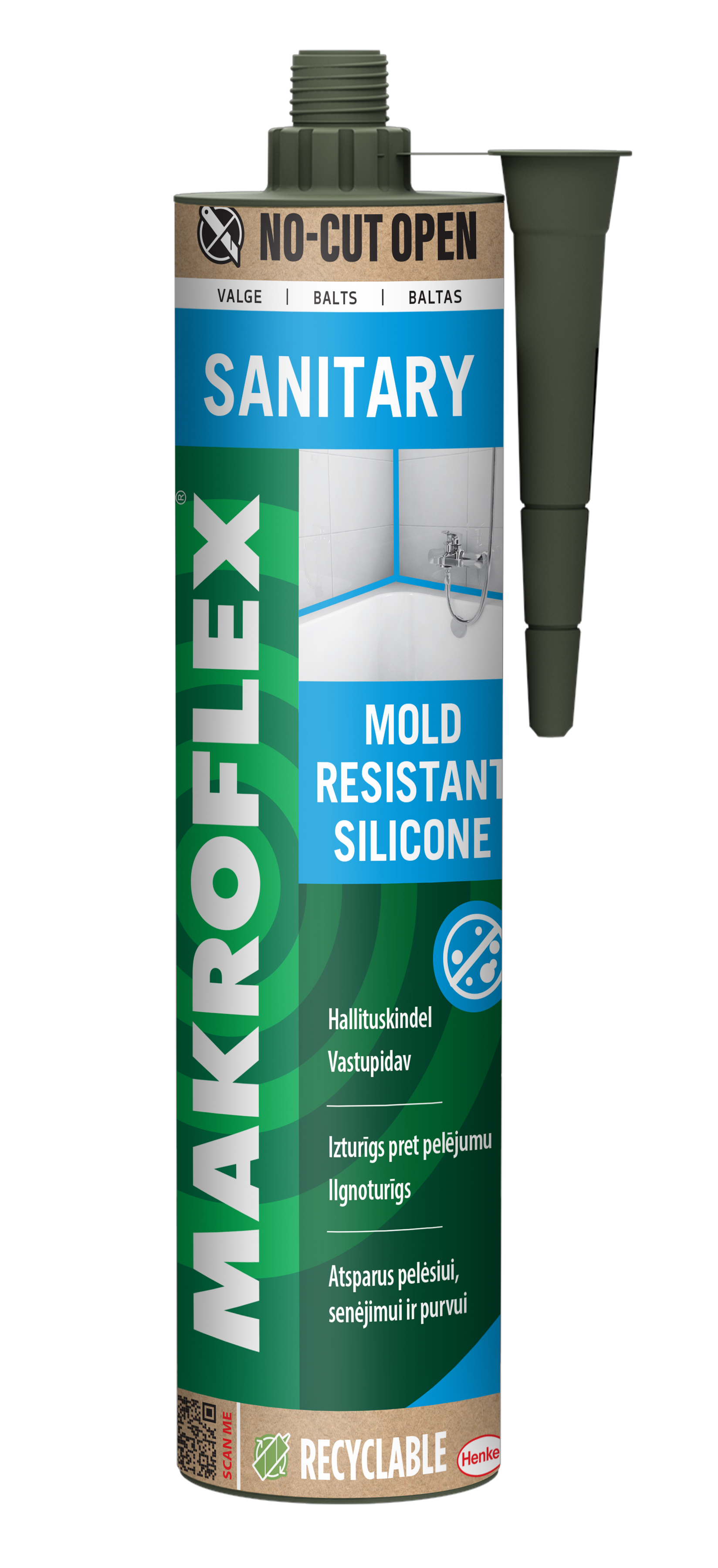 SANITAARSILIKOON HALLITUSKINDEL, VALGE, 280ml