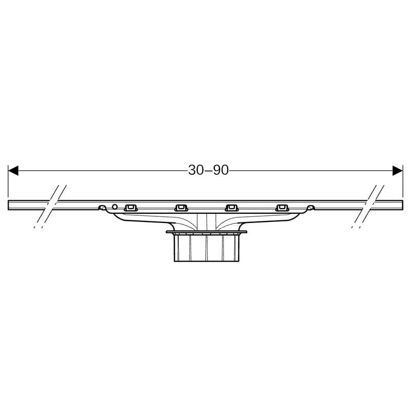 cleanline Lattiakaivon kouru geberit 900mm harjattu teräs cl30