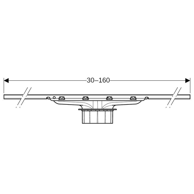 cleanline Golvränna geberit 1600mm svart cl30