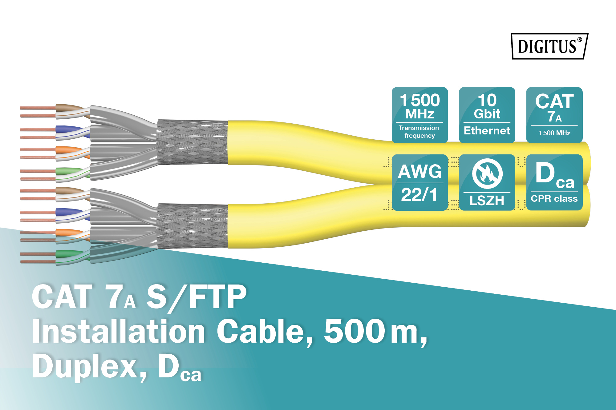 digitus Data cable-hf cat7a digitus cat7a s/ftp 2x4p hf dca 500m