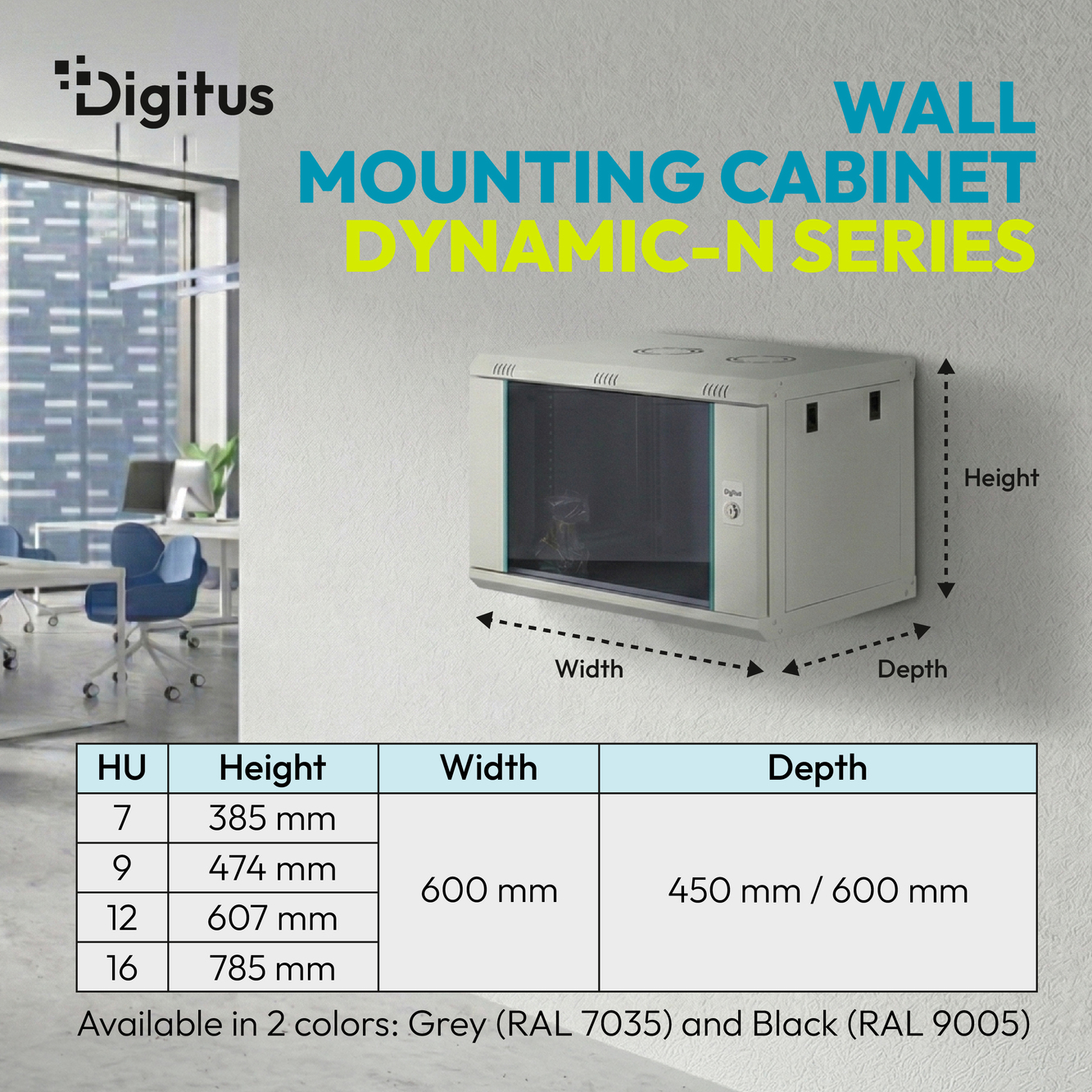 digitus Seinäkaappi 7u 600x450 (wxd) ip20