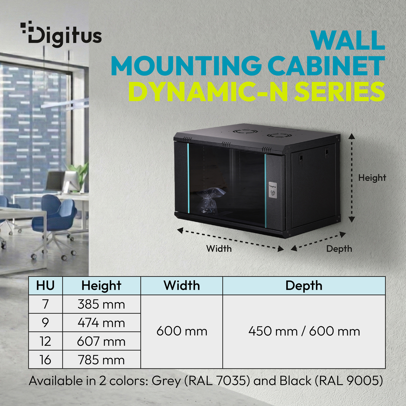 digitus Seinäkaappi 16u 600x600 (wxd) ip20