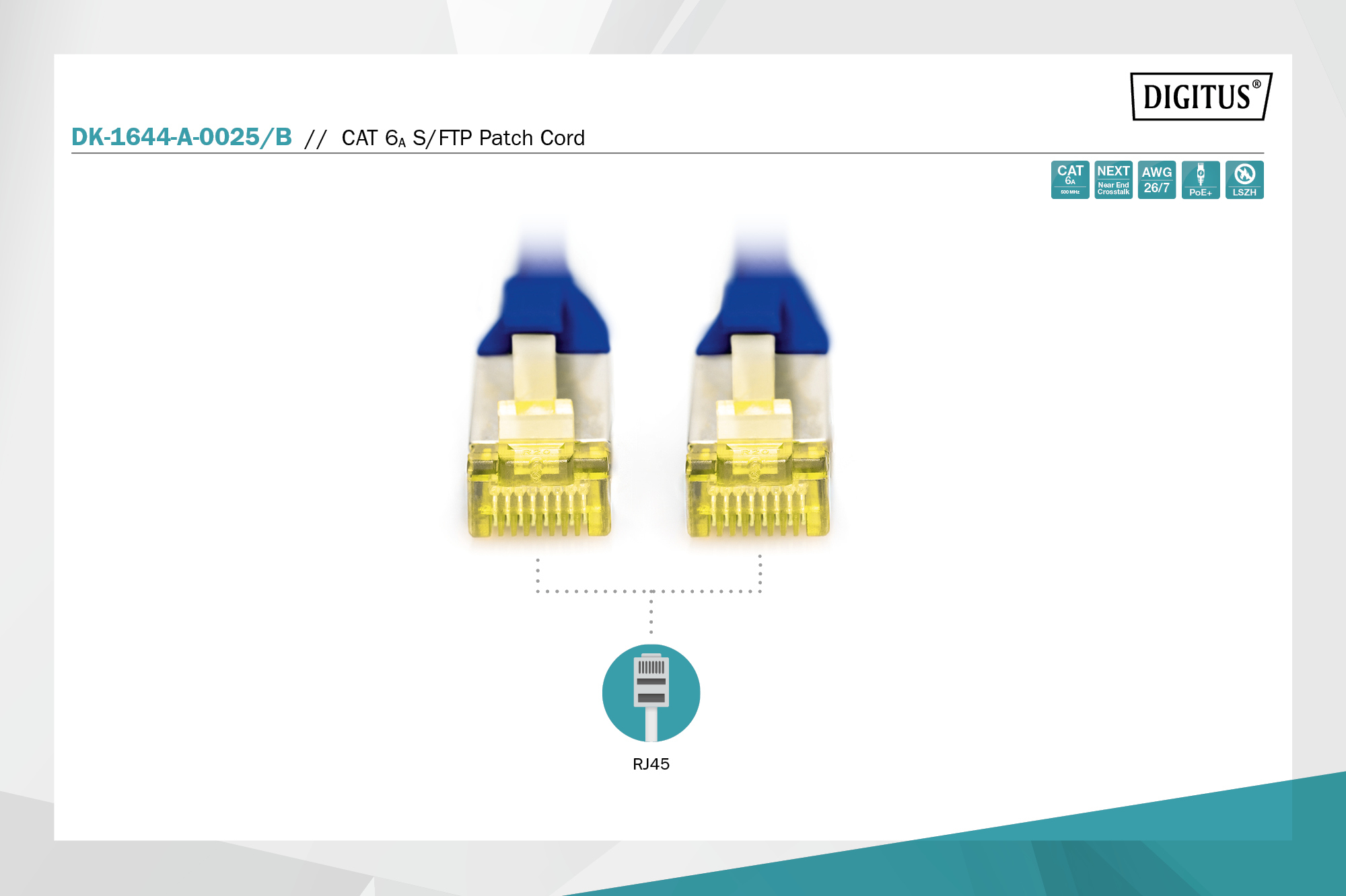 digitus Connection cable cat6a s/ftp 25cm  blue