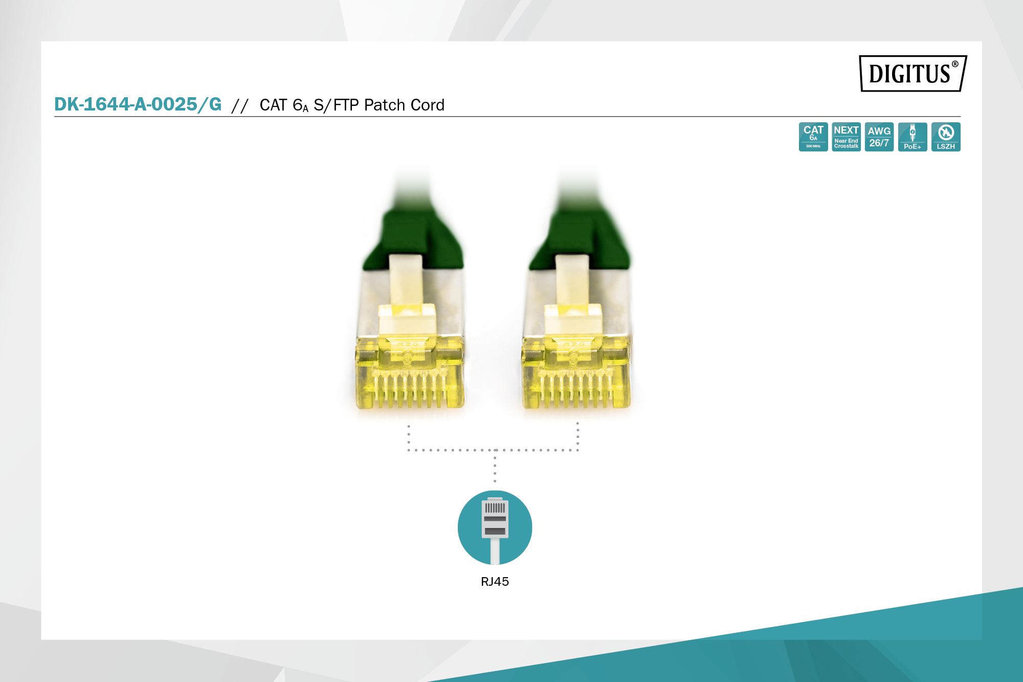 digitus Connection cable cat6a s/ftp 25cm green