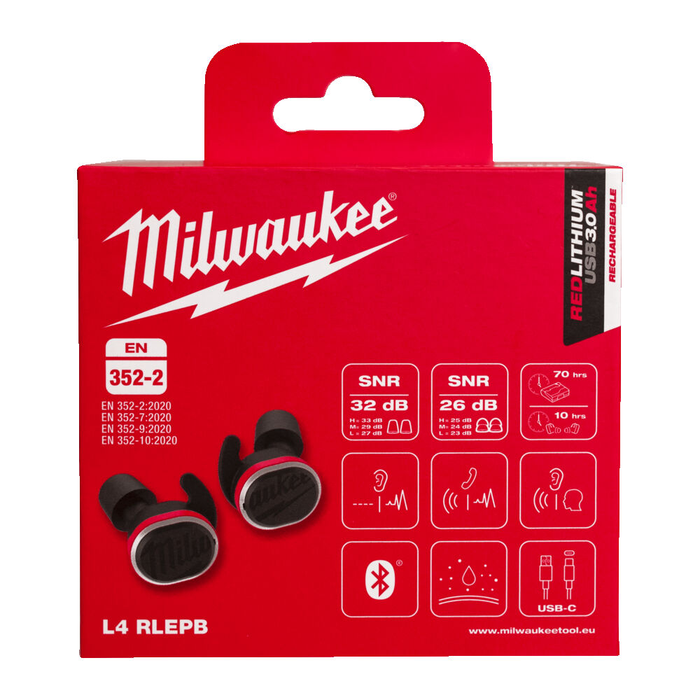 milwaukee Earbuds milwaukee w/bluetooth  l4 rlepb-301