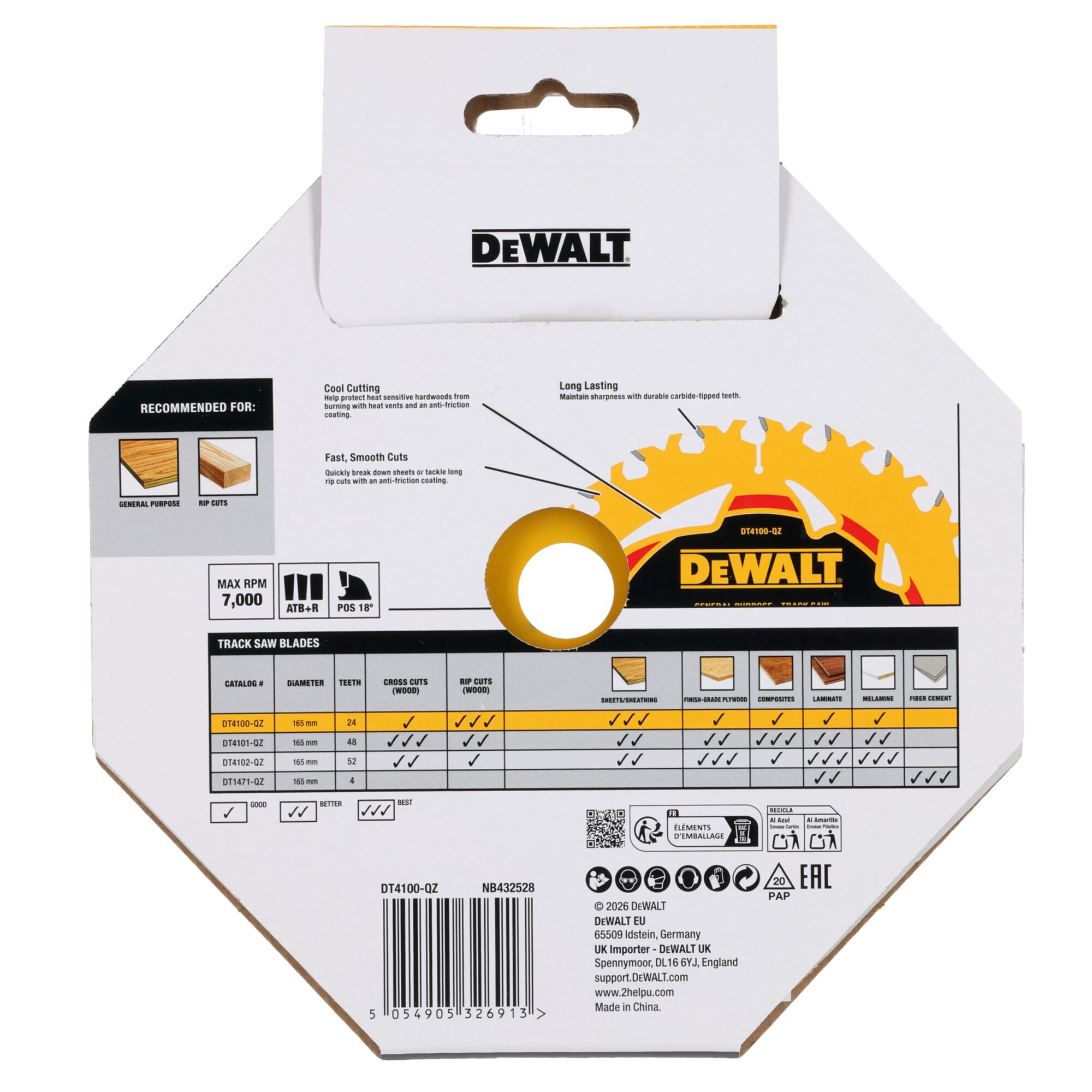 dewalt Upotussahanterä dewalt elite 165x20x24t
